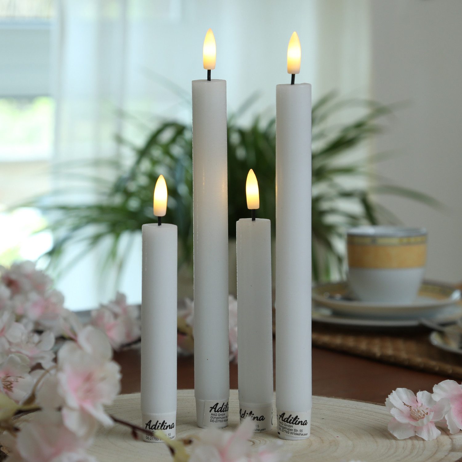 Adilina LED-Kerze LED Stabkerzen Tafelkerzen Dinner Spitzkerzen rustikal 16cm weiß 2St, warmweiß (2100K bis 3000K) – Bild 4 von 5