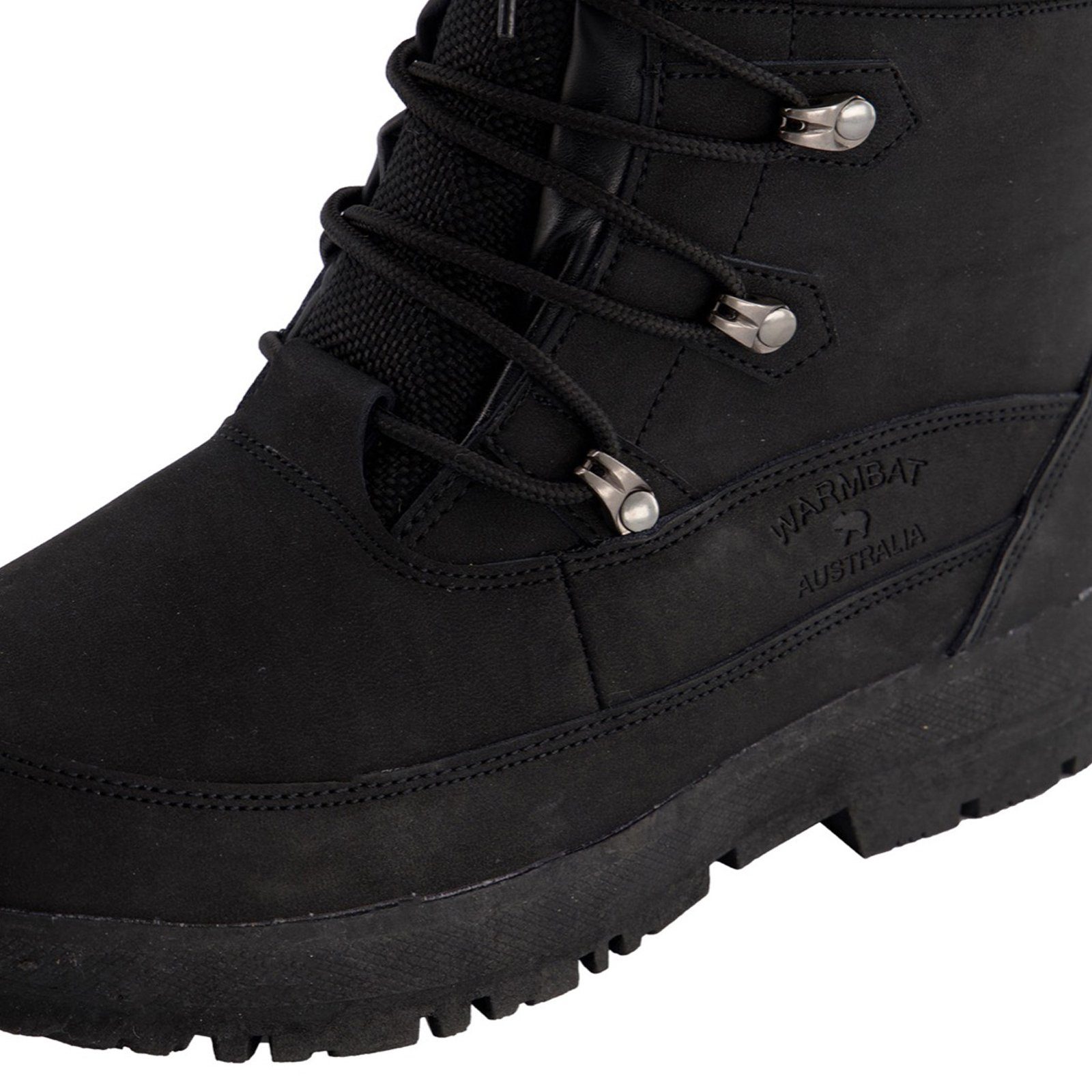 Wärme (1-tlg) regulierendes WARMBAT Hotham Black Schafthöhe, wasserabweisendes mittlere Winterstiefel Winterstiefel Leder, Futter