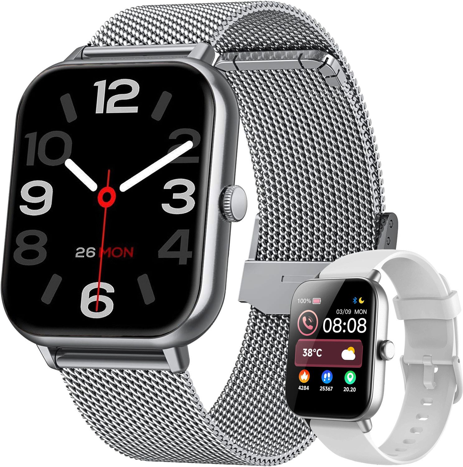 Smartwatch, 2025 NEW Damen Herren Smartwatch, Fitness Tracker Uhr Smartwatch