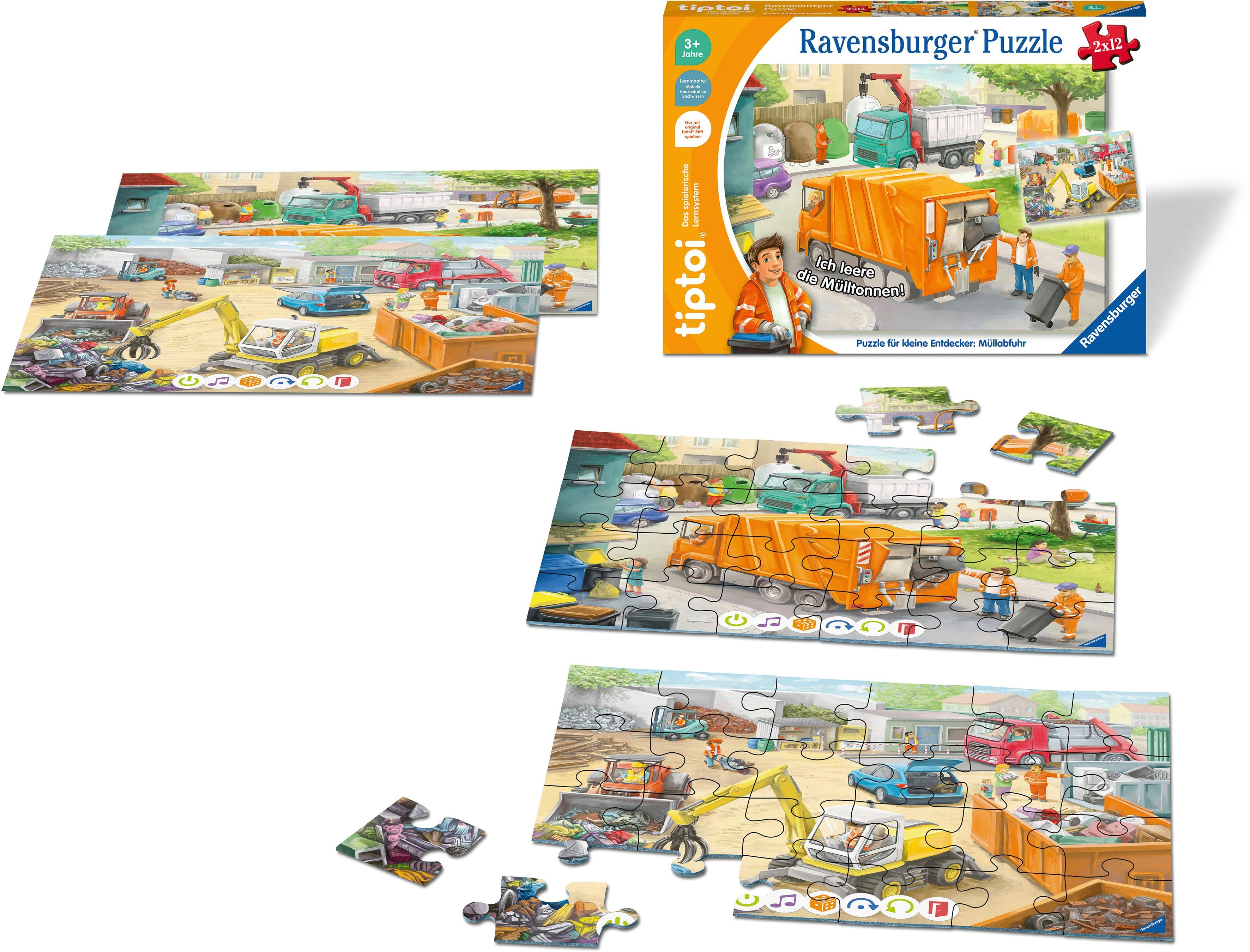 Ravensburger Puzzle tiptoi® Puzzle für kleine Entdecker: Müllabfuhr, 12 Puz günstig online kaufen