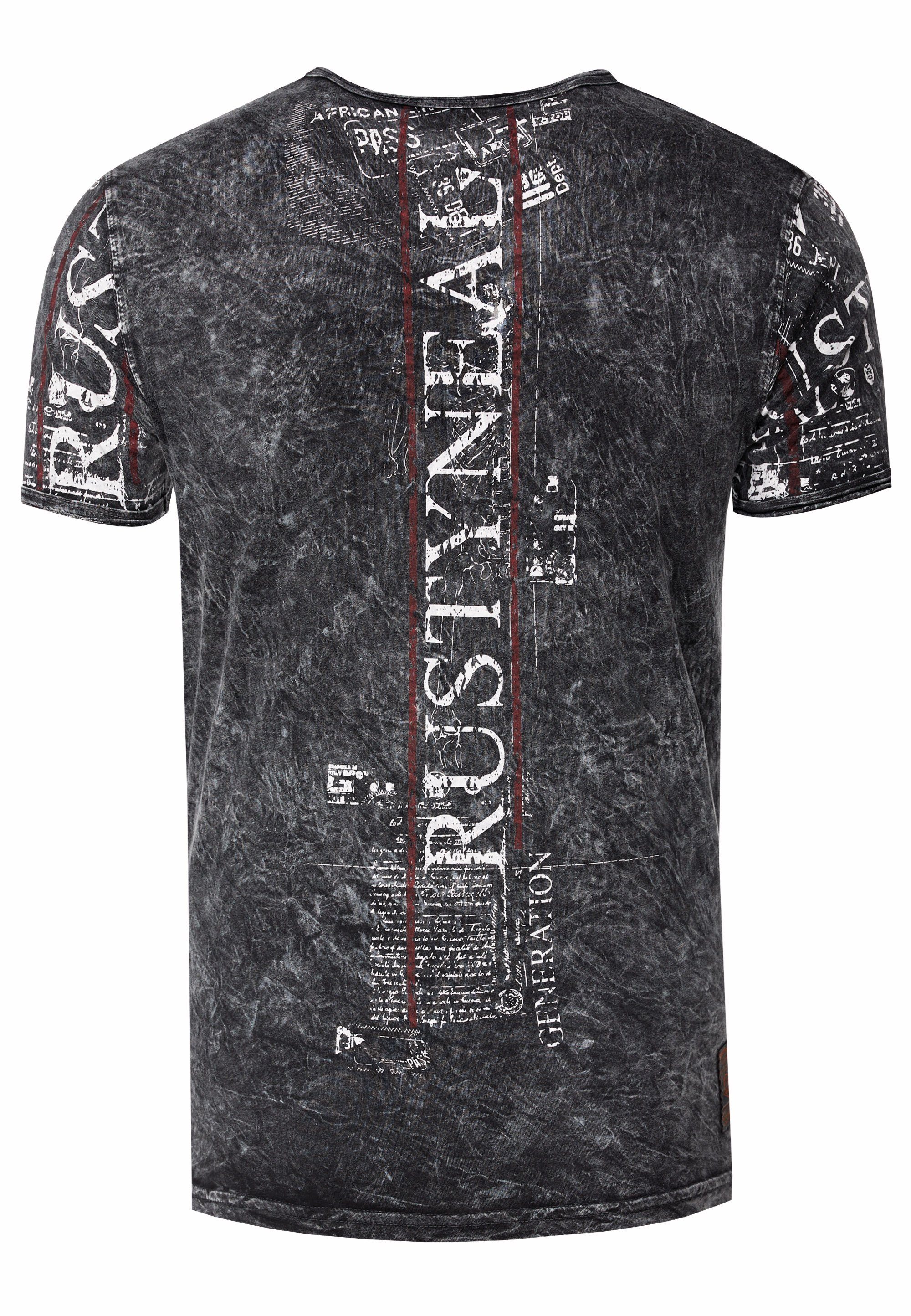 Rusty Neal T-Shirt im Used-Look mit Allover-Print