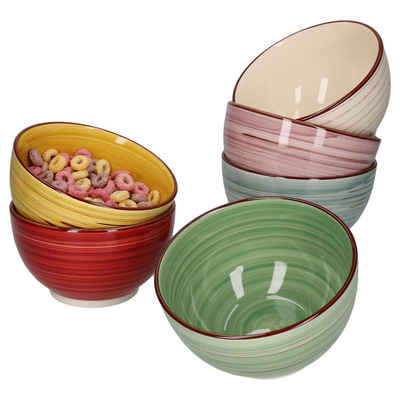 MamboCat Müslischale 6er Set Müslischale 14cm Rimini bunt, Steingut