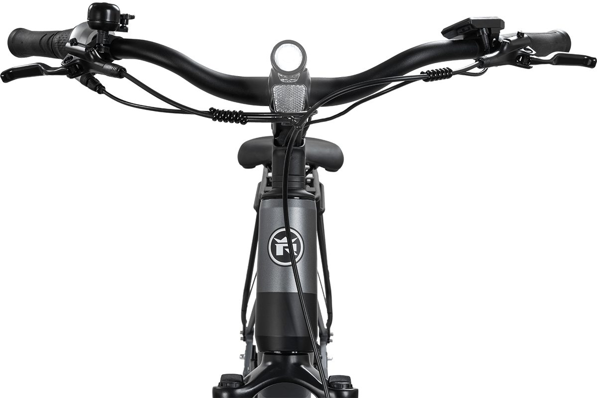 REX E-Bike City E-Bike REX Commuter+ 28 Zoll, 250W Mittelmotor, 468Wh Akku, 7 Gang SHIMANO Nexus 7-Gang Schaltwerk, Nabenschaltung, Mittelmotor Ananda M60, 468 Wh, (1 tlg), SHIMANO Nexus 7-Gang, Scheibenbremsen, matt grau/ matt blau