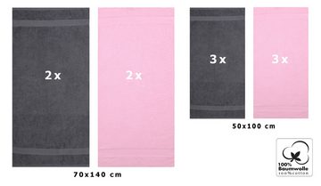Betz Handtuch Set 10-TLG. Handtuch-Set Palermo Farbe anthrazit und rosé, 100% Baumwolle (Set, 10-St)