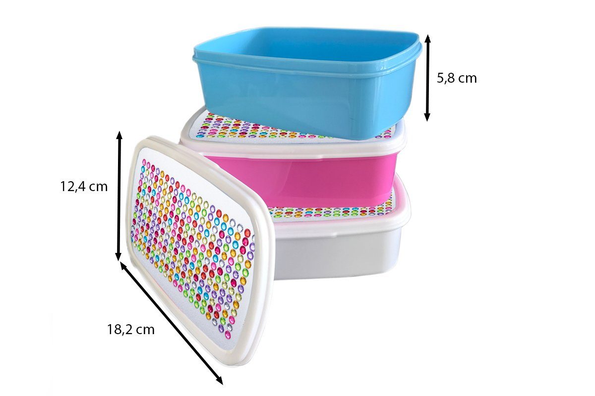 Snackbox, rosa (2-tlg), Kunststoff, Erwachsene, Kinder, Kunststoff für Brotdose Mädchen, Lunchbox Strasssteine, Kollektion MuchoWow Brotbox