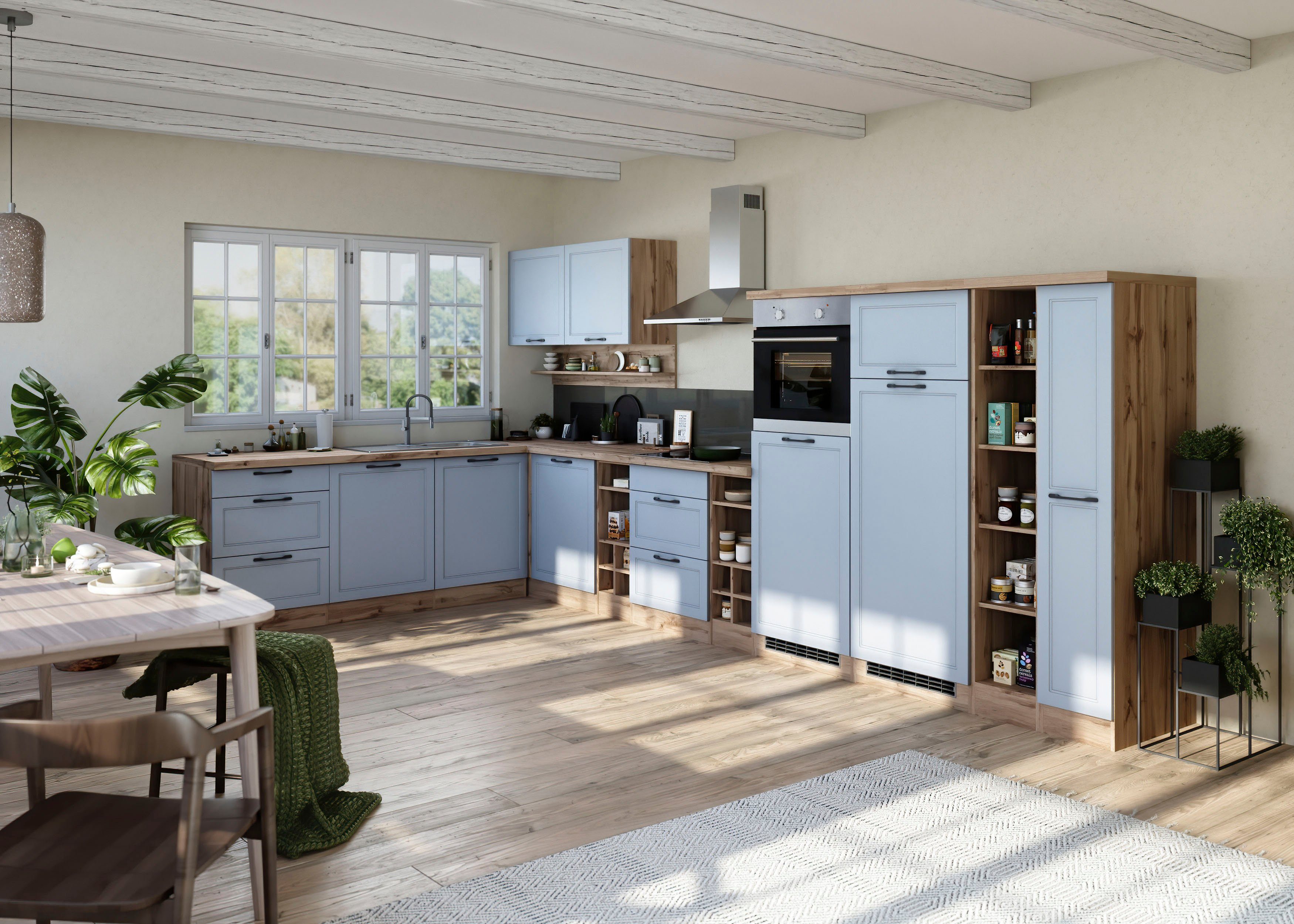 KOCHSTATION Winkelküche KS-Lana, Stellbreite 240/420 cm, wahlweise mit E-Geräten