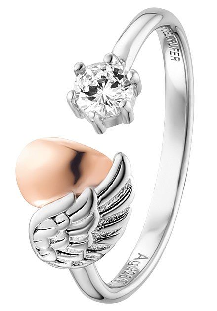 Engelsrufer Silberring With Love - Herzflügel Bicolor, mit Zirkonia (synth)