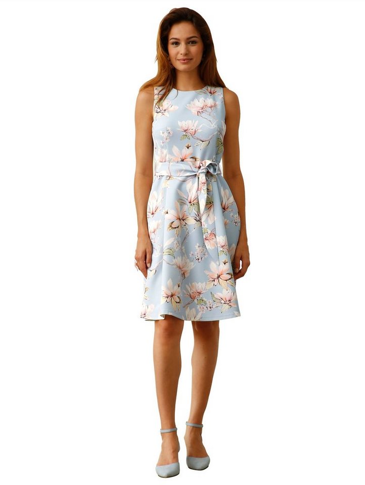 Amy Vermont Kleid mit pudrigem Floraldruck in blau