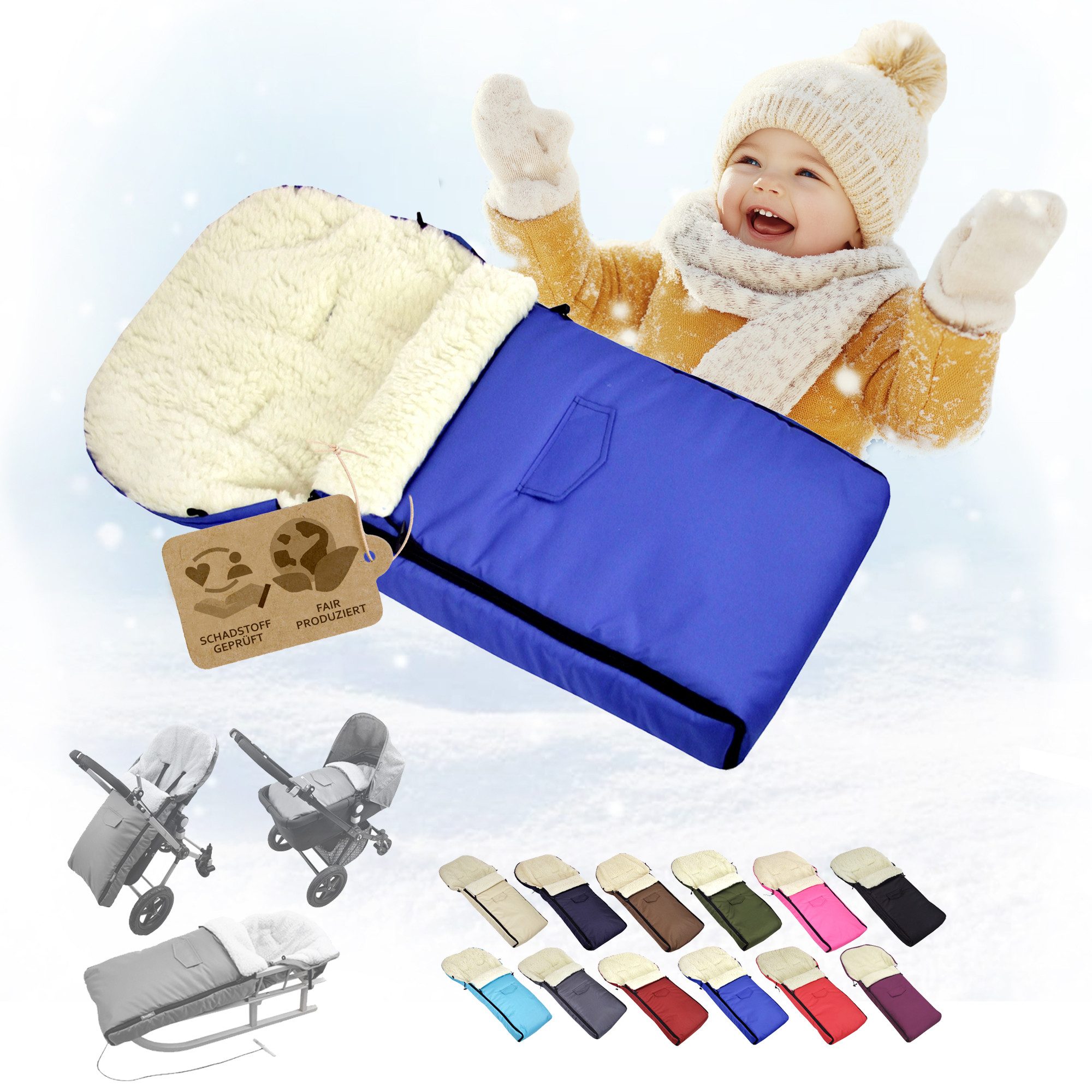 Fußsack Winterfußsack Babyfußsack Fußsack Kinderwagen Wolle universal 90cm