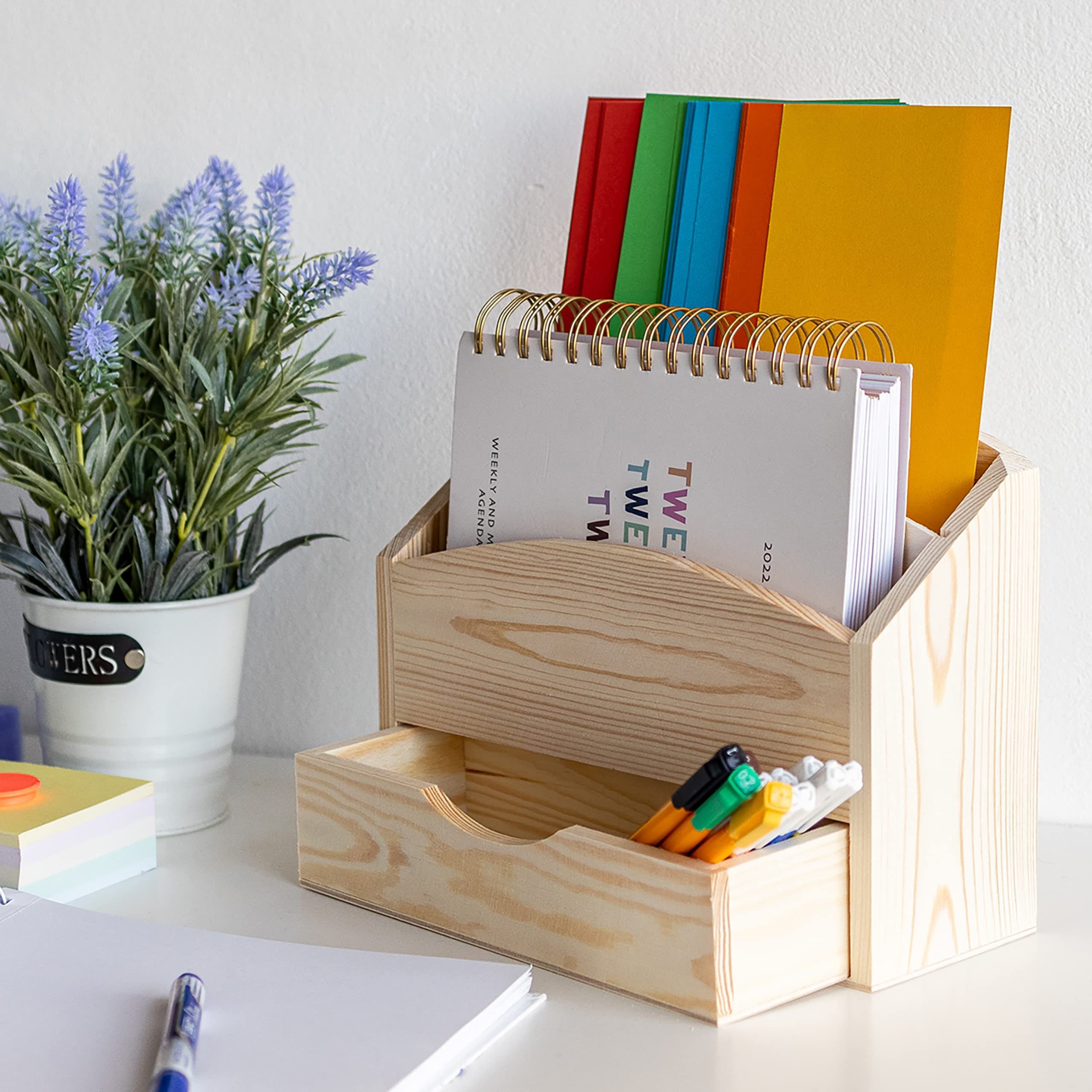 Creative Deco Schubladenbox Schreibtisch Organizer 2 Fächer mit Schublade