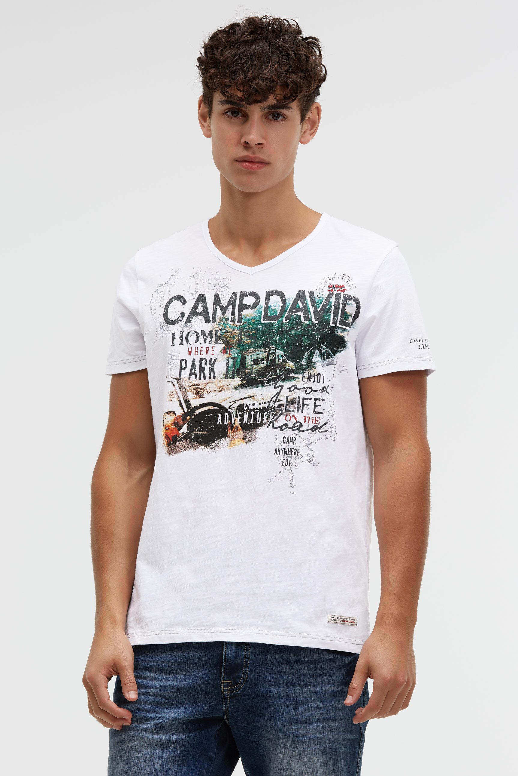 CAMP DAVID V-Shirt aus Baumwolle günstig online kaufen