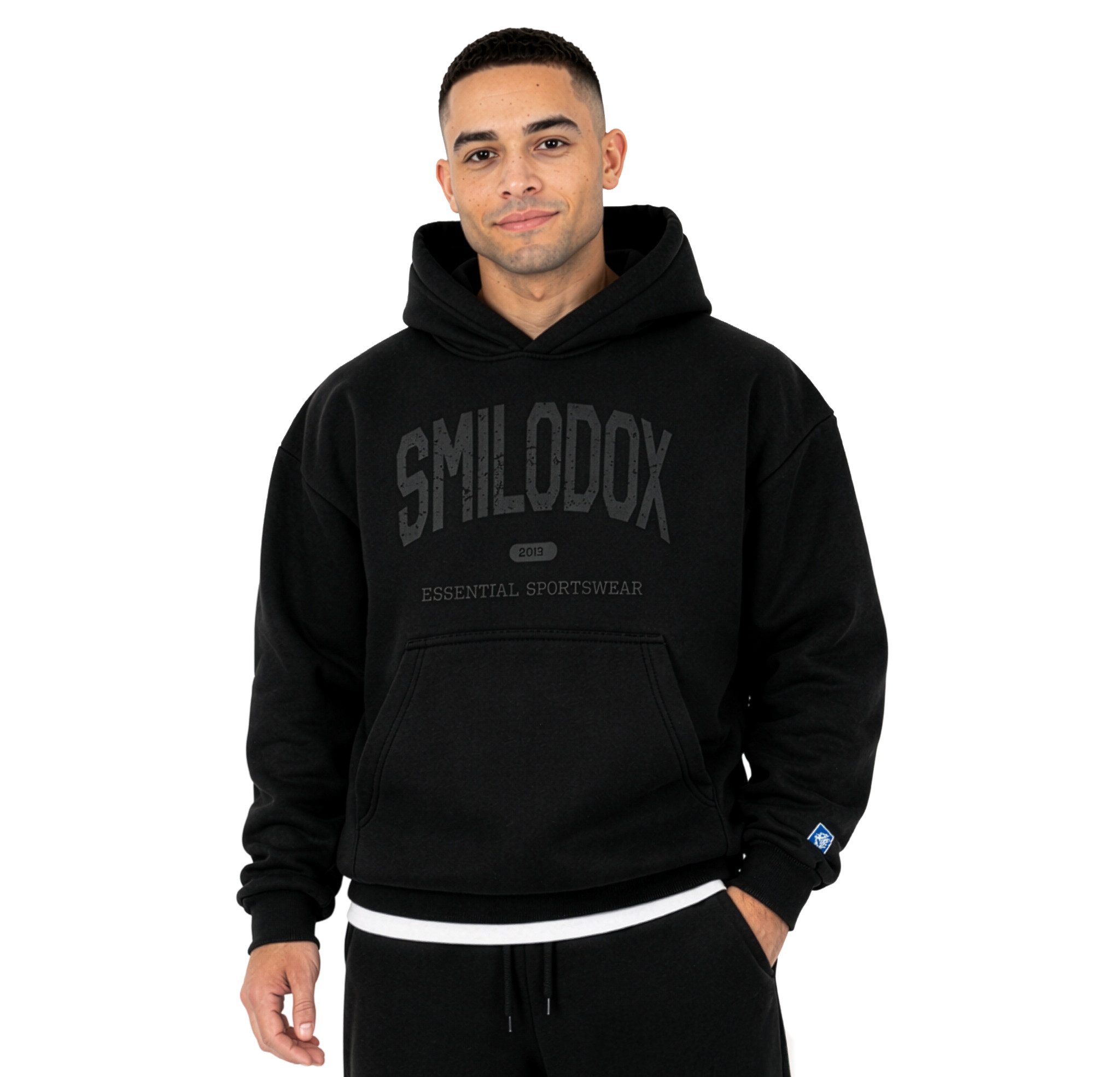 Smilodox Hoodie Oswin, Oversized Pullover Herren, Sweater mit Frontprint und Kapuze Baggy Fit, Weiches Sweatmaterial, ideal für Gym & Freizeit