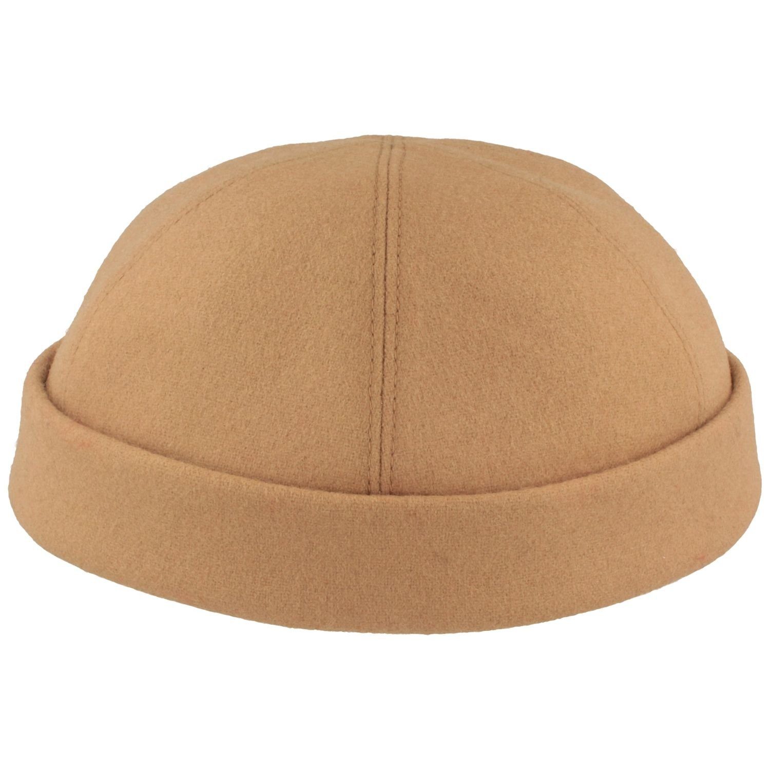 Bullani Baskenmütze randlose handgefertigte Docker Cap aus Schurwolle D.06 beige