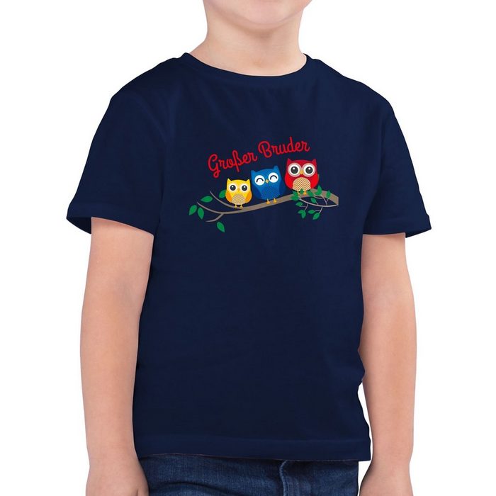Shirtracer T-Shirt großer Bruder Eulen - Geschwister Bruder und Schwester - Jungen Kinder T-Shirt t-shirt großer bruder