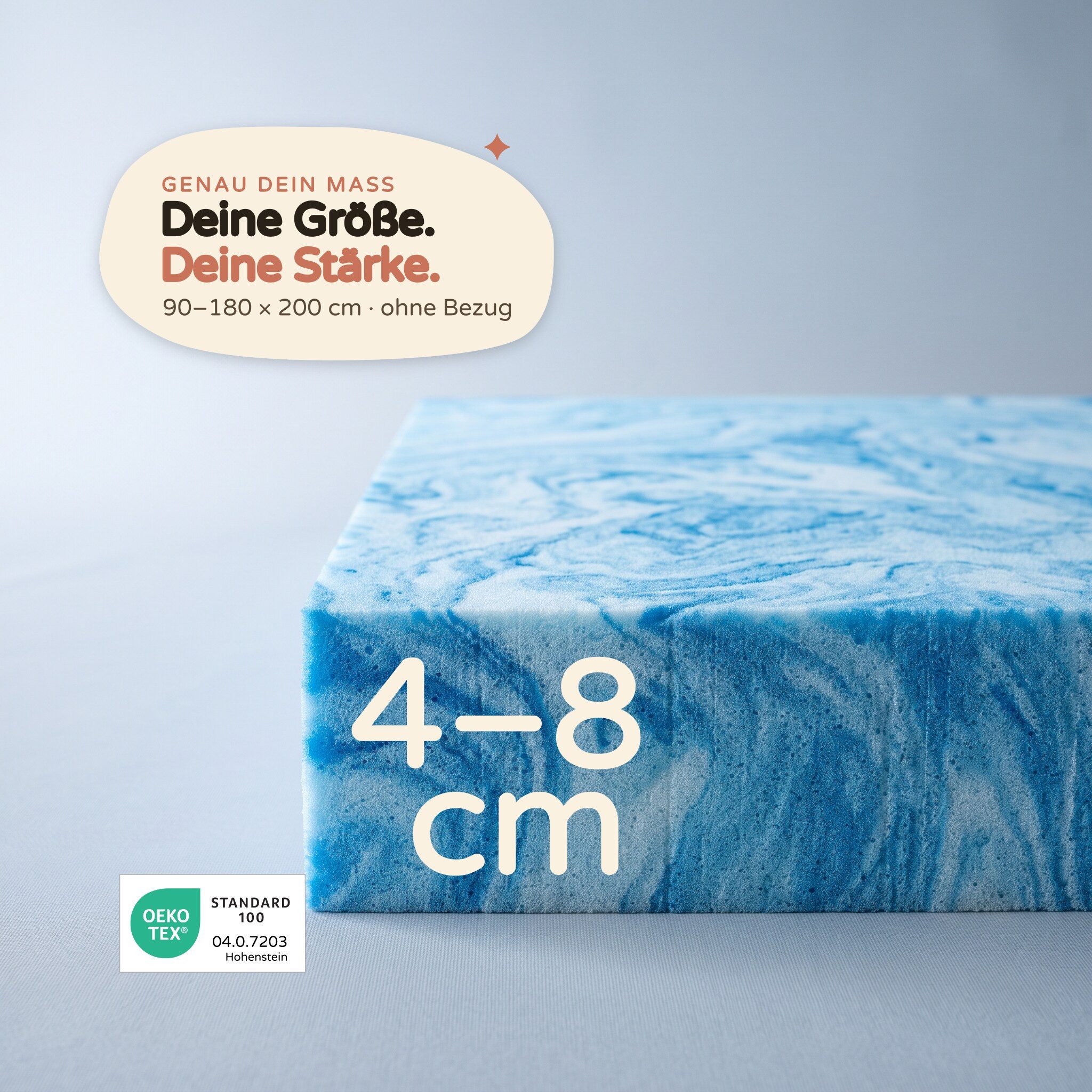 livana, Topper Gelschaum-Topper 200 cm – druckentlastend, punktelastisch, ohne Bezug, 4 cm hoch, Gelschaum