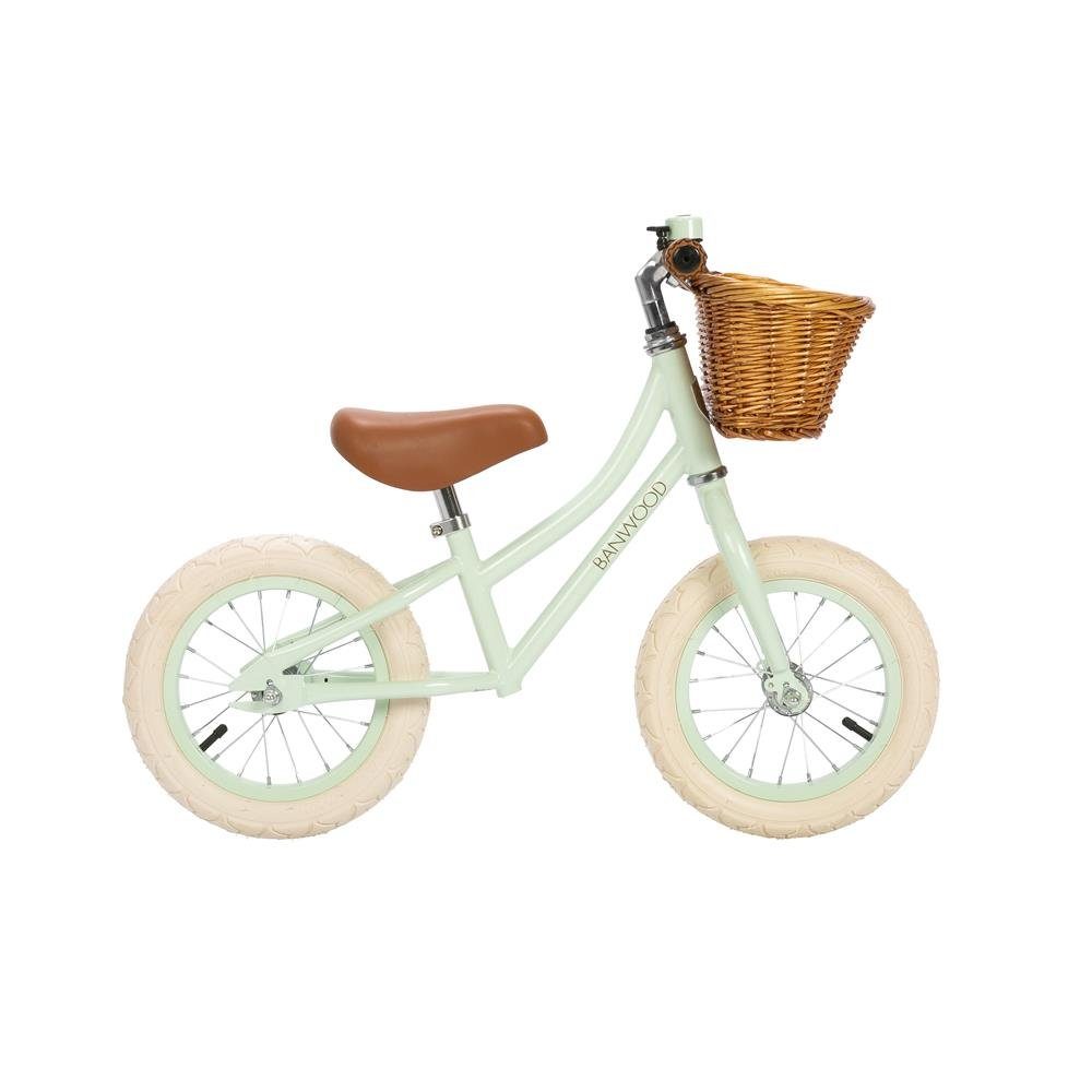BANWOOD Laufrad FIRST GO! Mint Grün, Lernlaufrad mit Weidenkorb für Kinder ab 3 Jahre | Laufräder