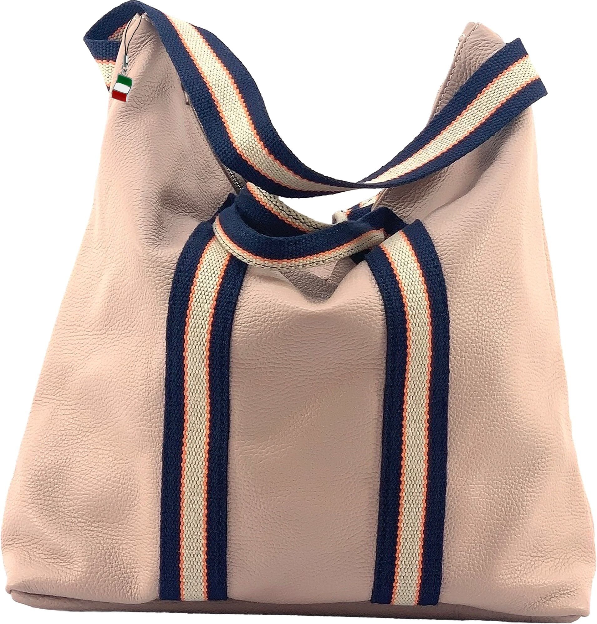 FLORENCE Handtasche Florence Rucksack Damen Daypack Echtleder (Cityrucksack), Damen Cityrucksack Leder, Canvas, rosa ca. 43cm x ca. 39cm hoch