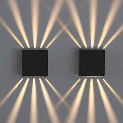 ZMH LED Wandleuchte »2 Stück LED Wandleuchte außen Wandlampe innen«, LED fest integriert