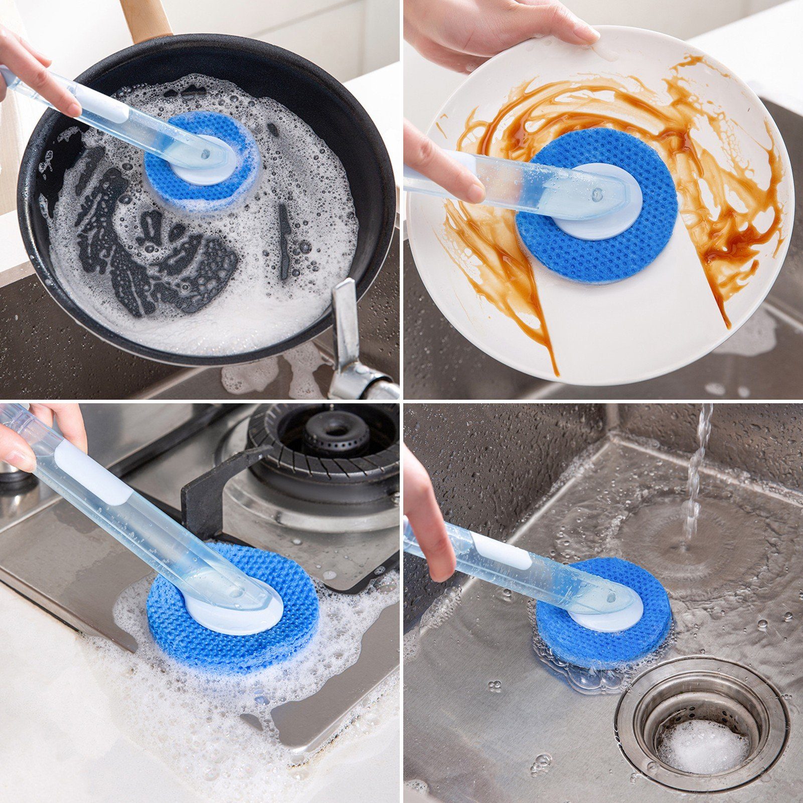 Spülmittelspender Reinigungsbürste mit Reinigungsbürste/Spülbürste Popubear Blau
