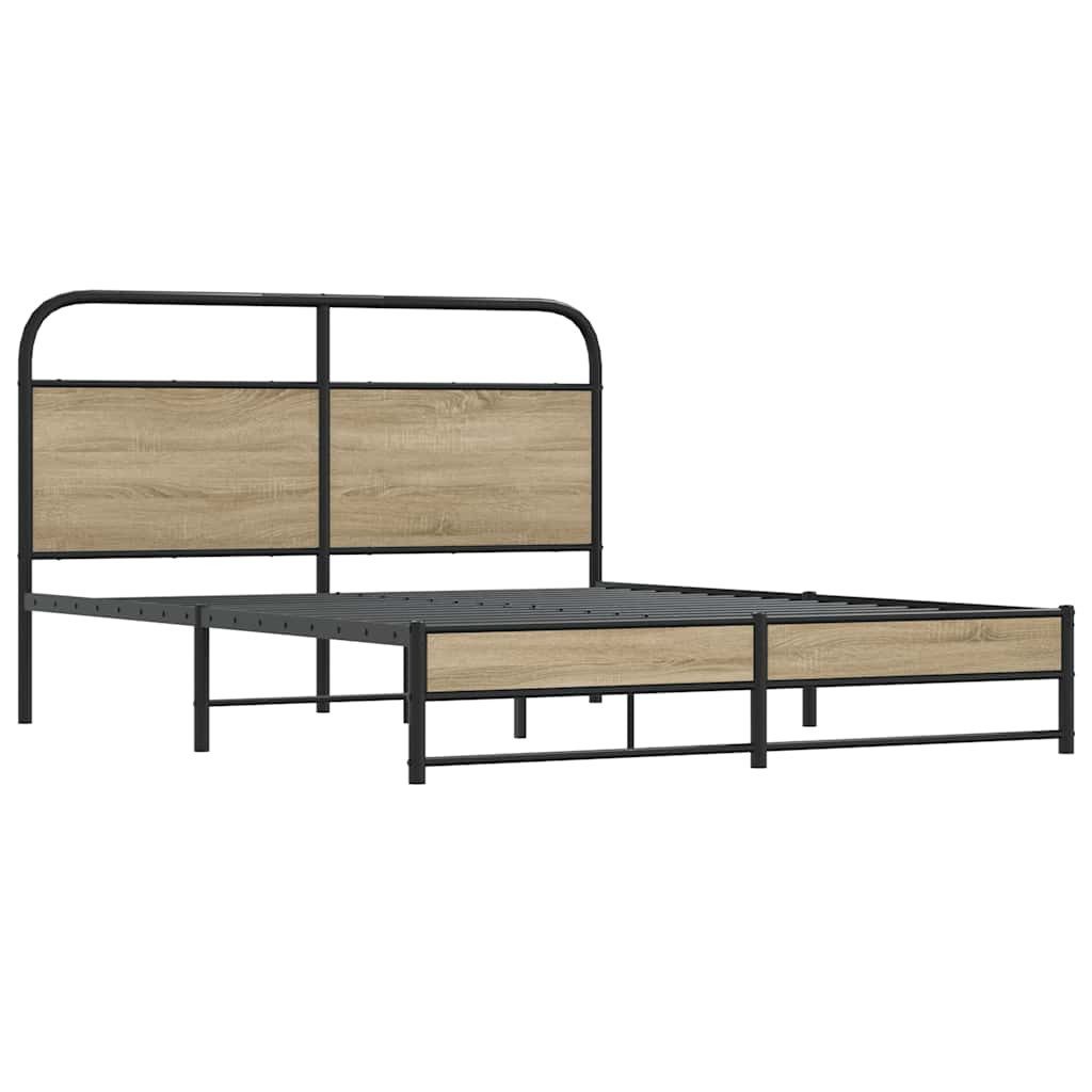 vidaXL Bett Metallbett ohne Matratze Räuchereiche günstig online kaufen