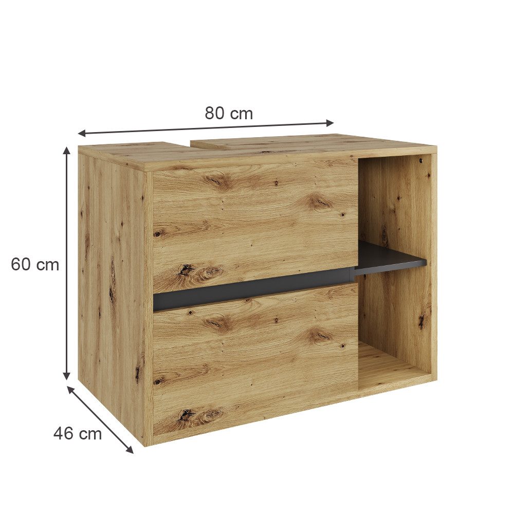 Vicco Waschbeckenunterschrank Viola, Artisan/Grau, 80 x günstig online kaufen