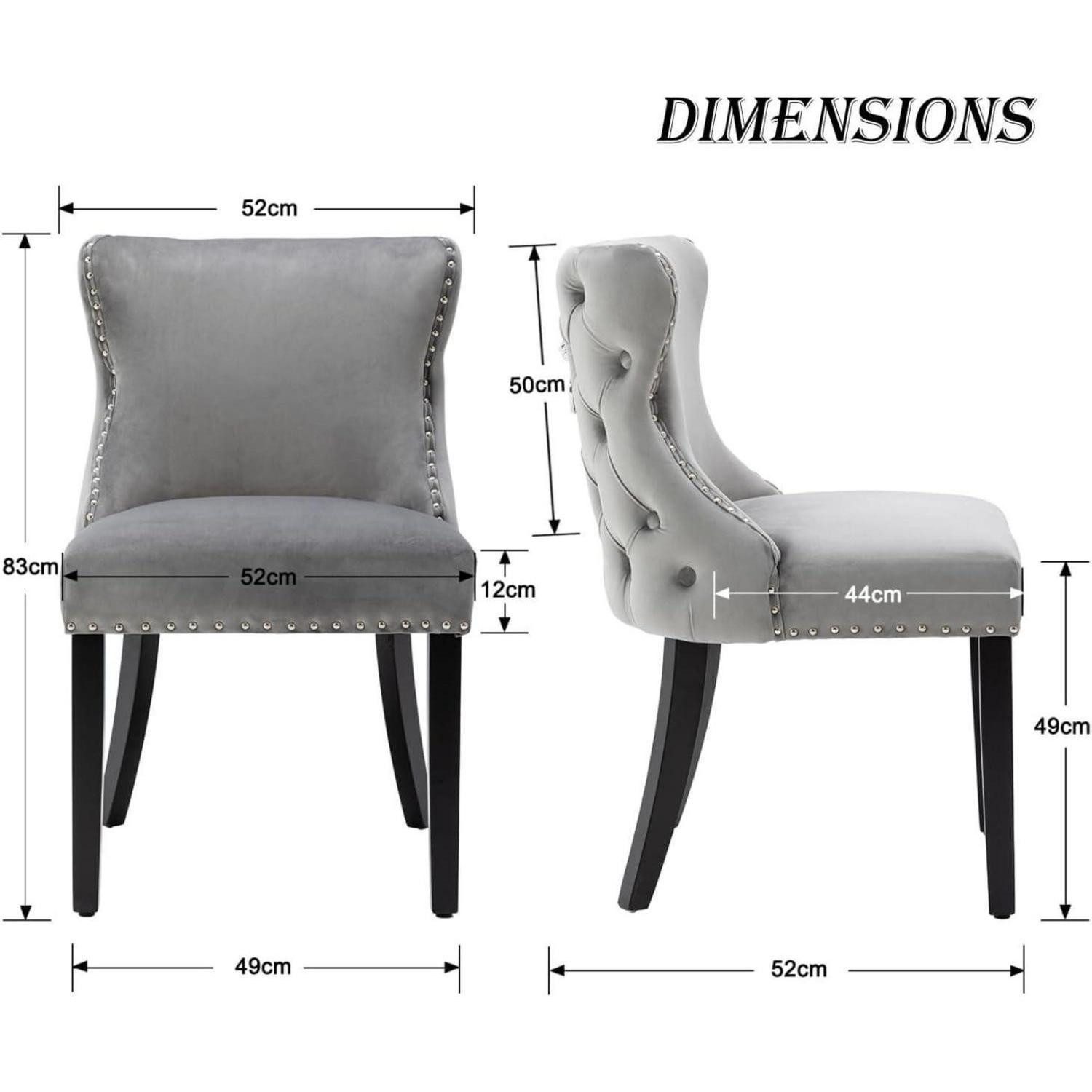 LuxusKollektion Esszimmerstuhl Esszimmerstühle Samt Polsterstuhl armlos Holzbeine grau 2er Grau-2 – Bild 2 von 5