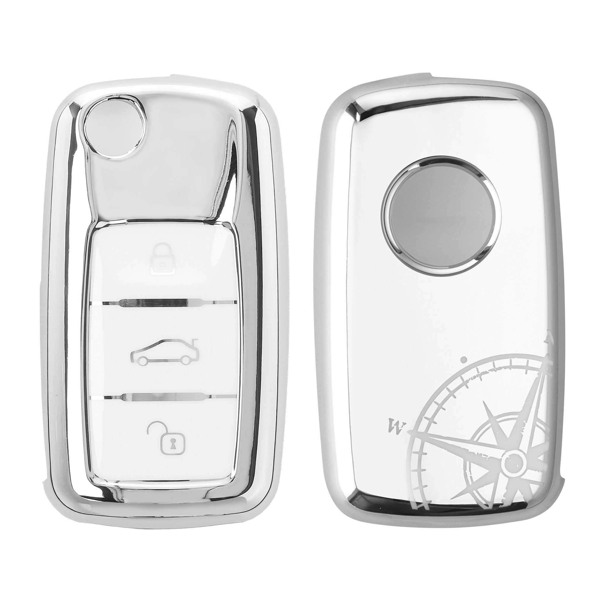Hülle Weiß Autoschlüssel Schlüsseltasche Seat, Schlüsselhülle kwmobile VW Skoda für TPU