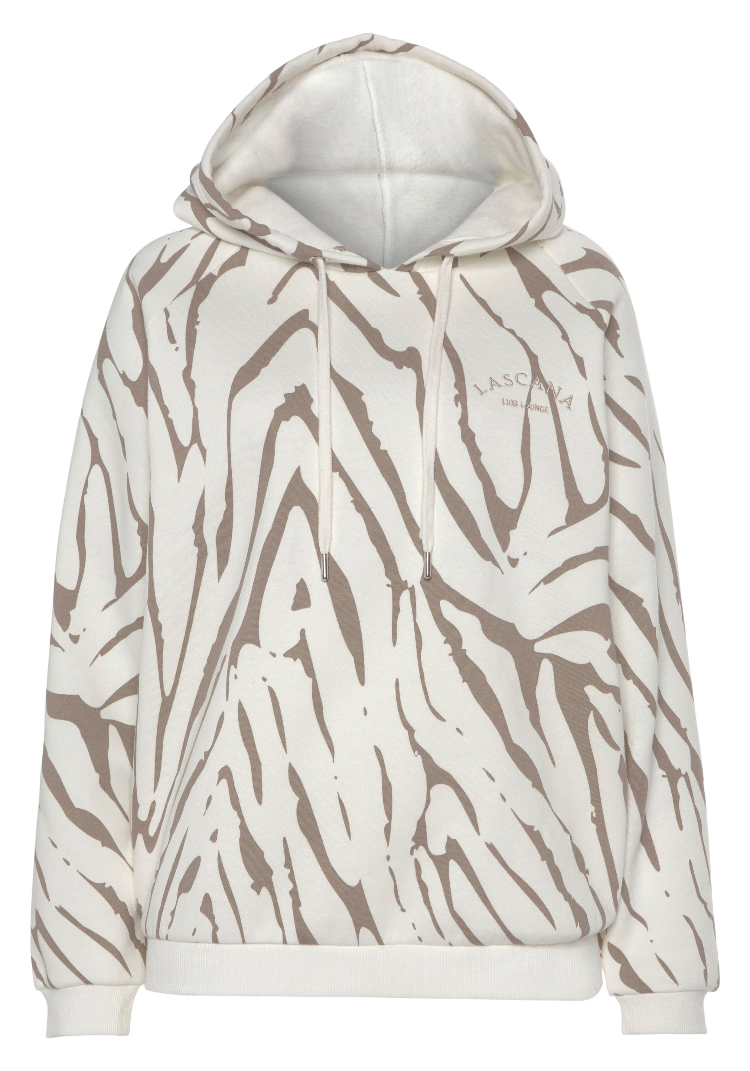 LASCANA Kapuzensweatshirt mit Zebramuster, Loungewear günstig online kaufen