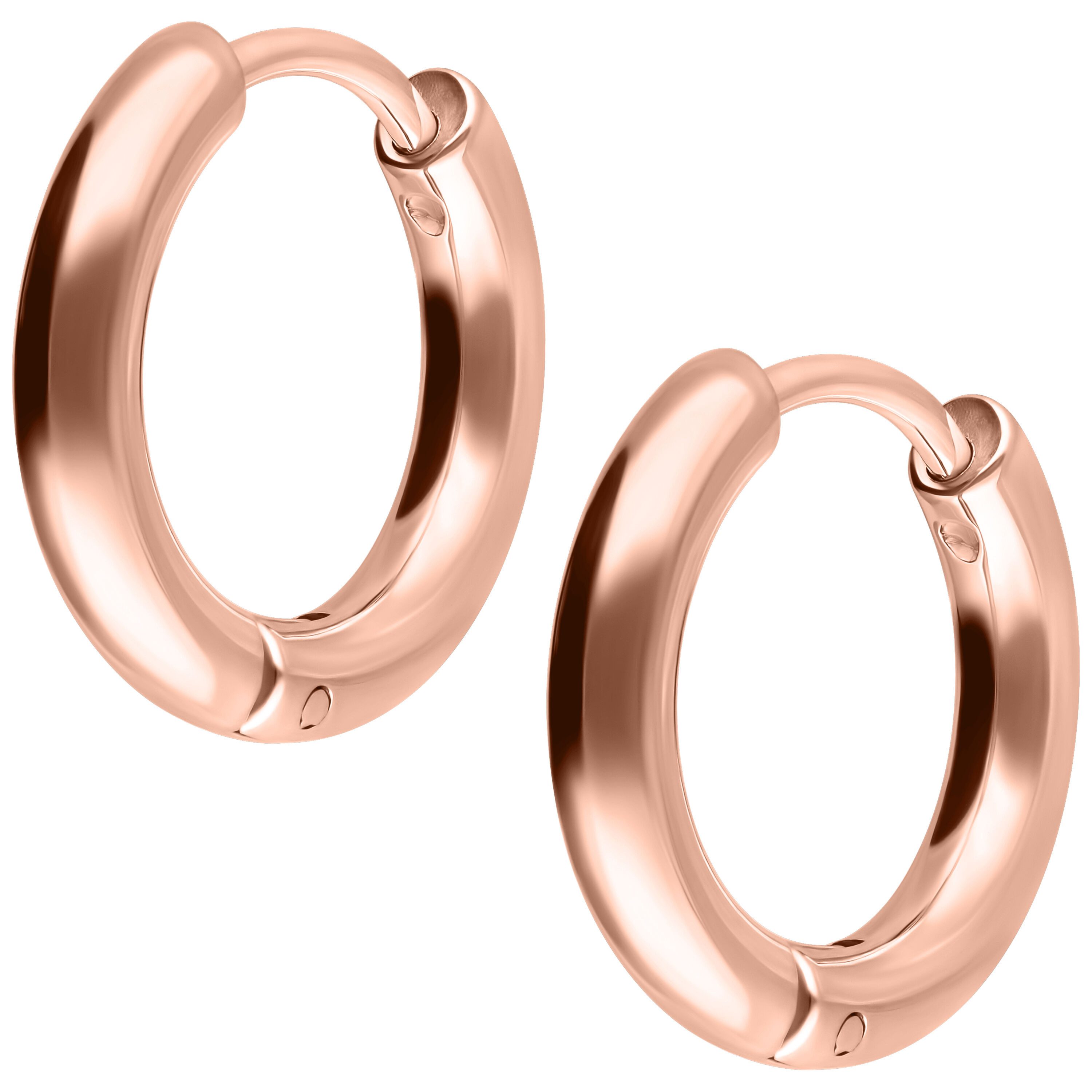Wildcat Paar Ohrhänger Little Hoops - Roségold, 10,0 mm, Chirurgenstahl 316L - wasserfest, langlebig, hautverträglich