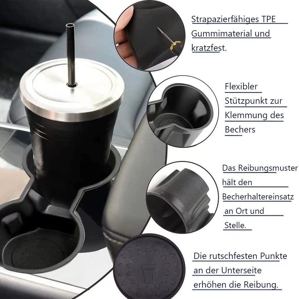 TUABUR Tassenuntersetzer Auto Cup Holder, 2 Becher, Handy-Stift
