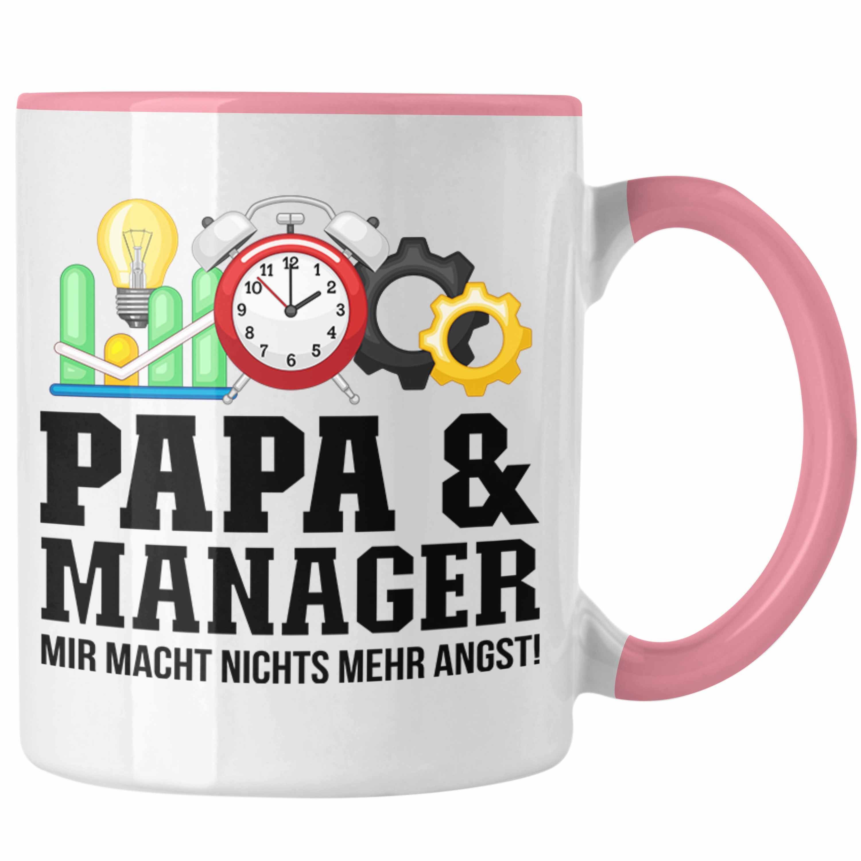 Trendation Tasse Trendation - Papa und Manager Tasse Geschenkidee Vater für Manager Geb Rosa
