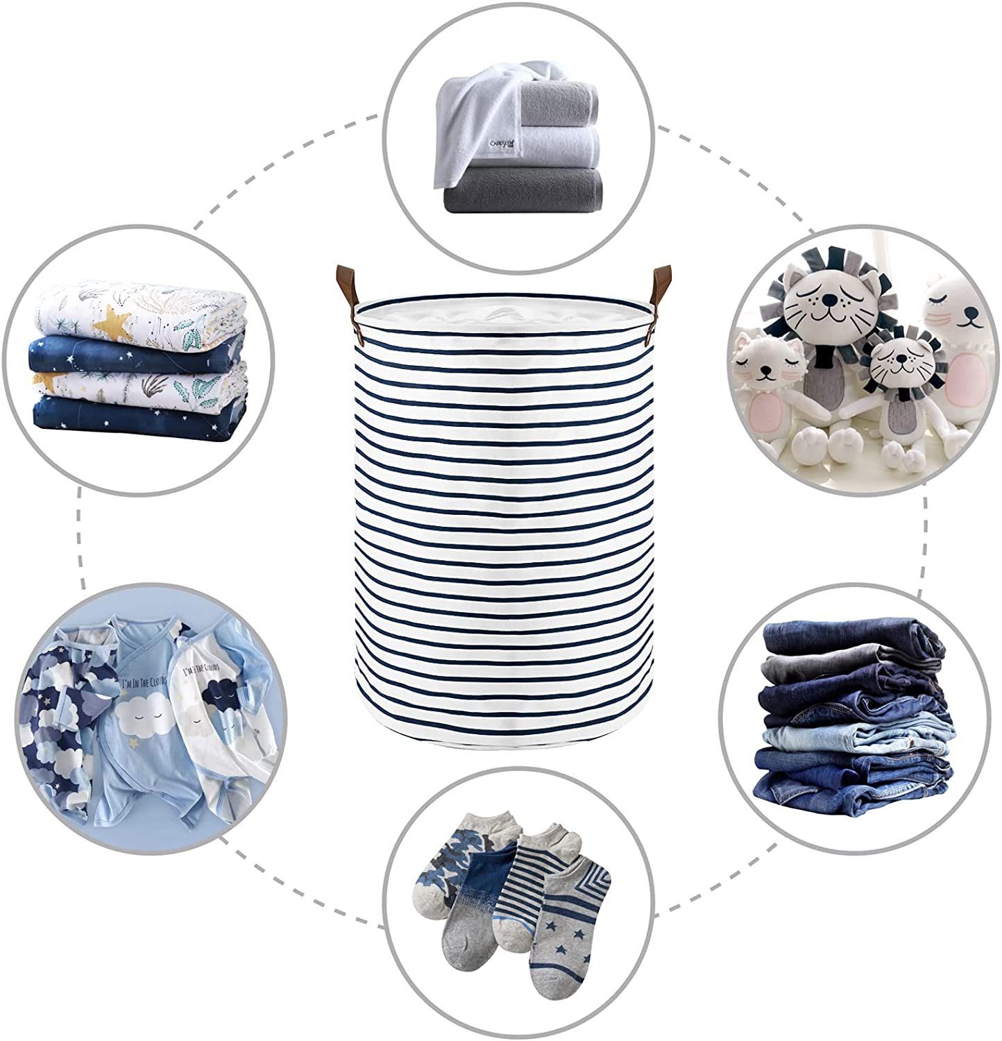 Faltbare Zusammenklappbar Wäschekorb 18-Inches Haiaveng Wäsche Lagerung Runde Wäschekörbe, Aufbewahrungsbehälter Schmutzige