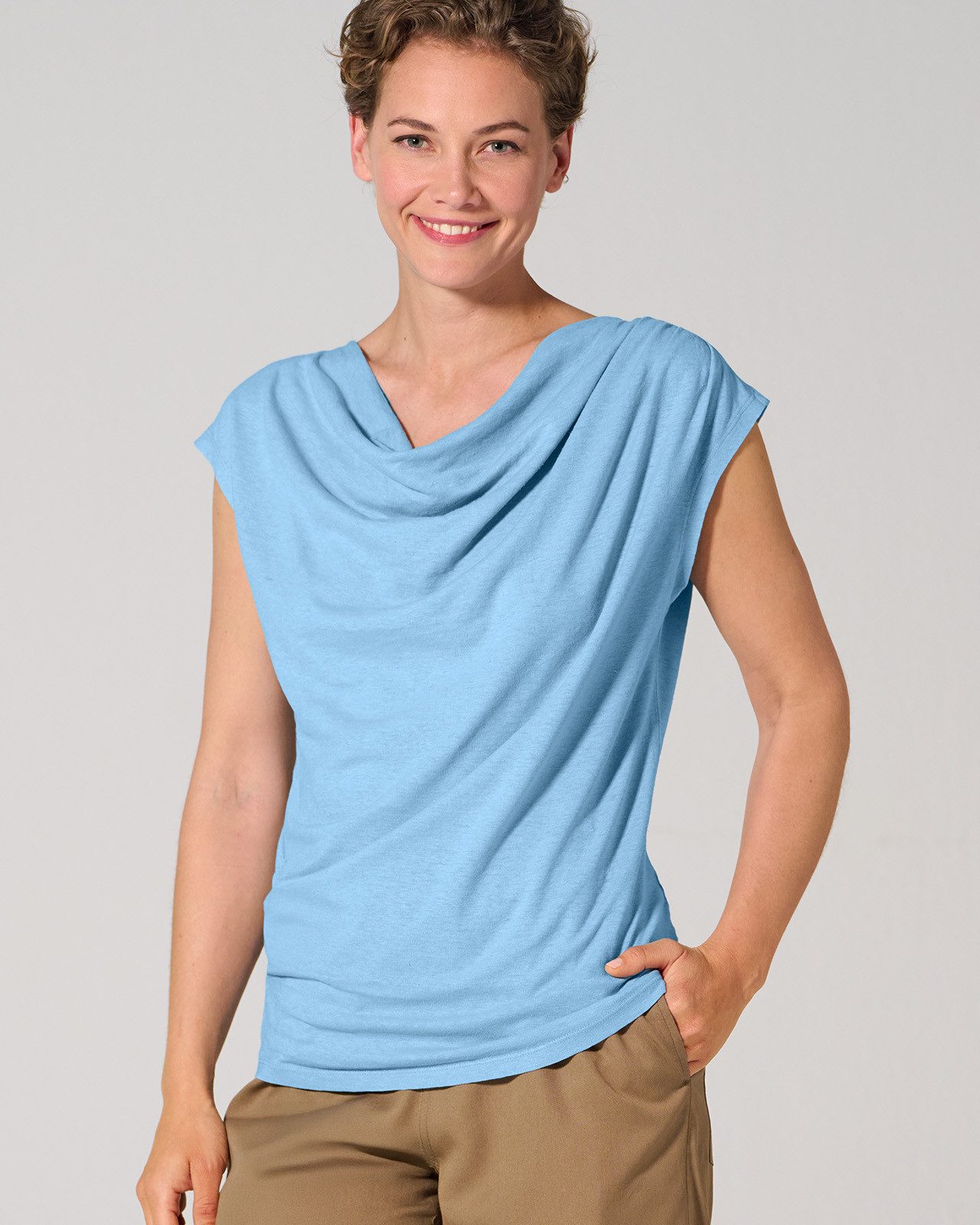 HempAge Wasserfallshirt Wasserfallausschnitt Top Hanf/Biobaumwolle Normal Fit