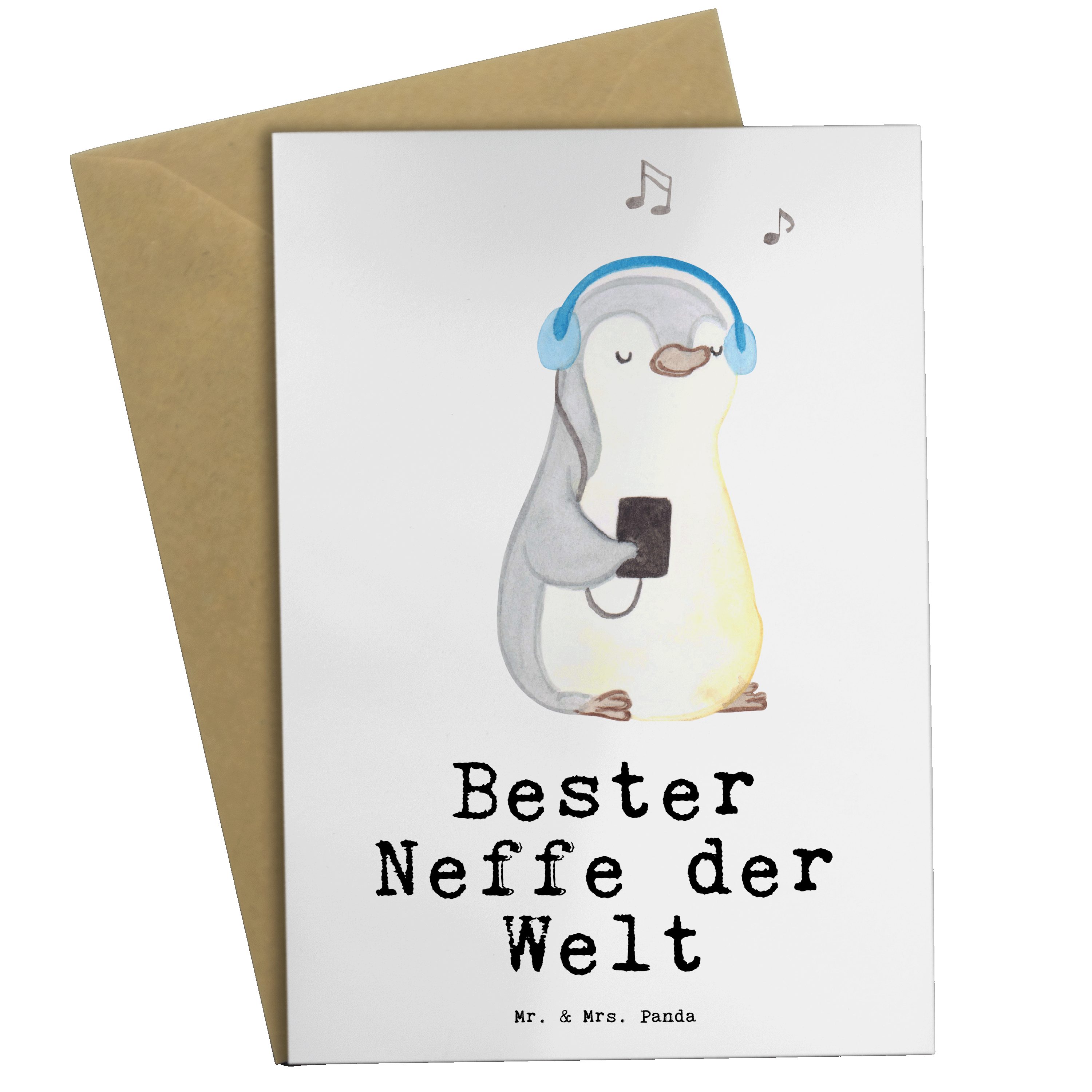 Mr. & Mrs. Panda Grußkarte Pinguin Bester Neffe der Welt - Weiß - Geschenk, Onkel, Karte, Patent