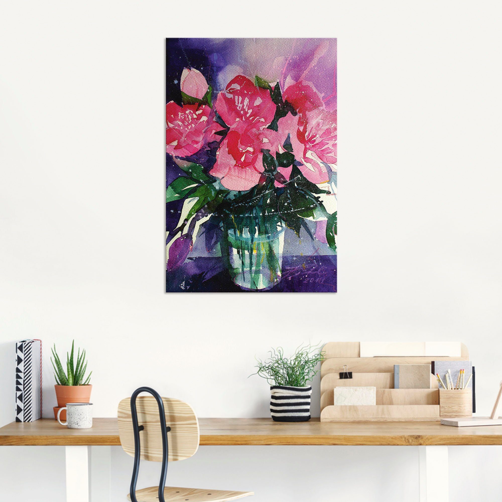 Artland Wandbild »Rosa Pfingstrosen in Glasvase«, Blumenbilder (1 Stück), in vielen Größen & Produktarten - Alubild / Outdoorbild für den Außenbereich, Leinwandbild, Poster, Wandaufkleber / Wandtattoo auch für Badezimmer geeignet-kaufen