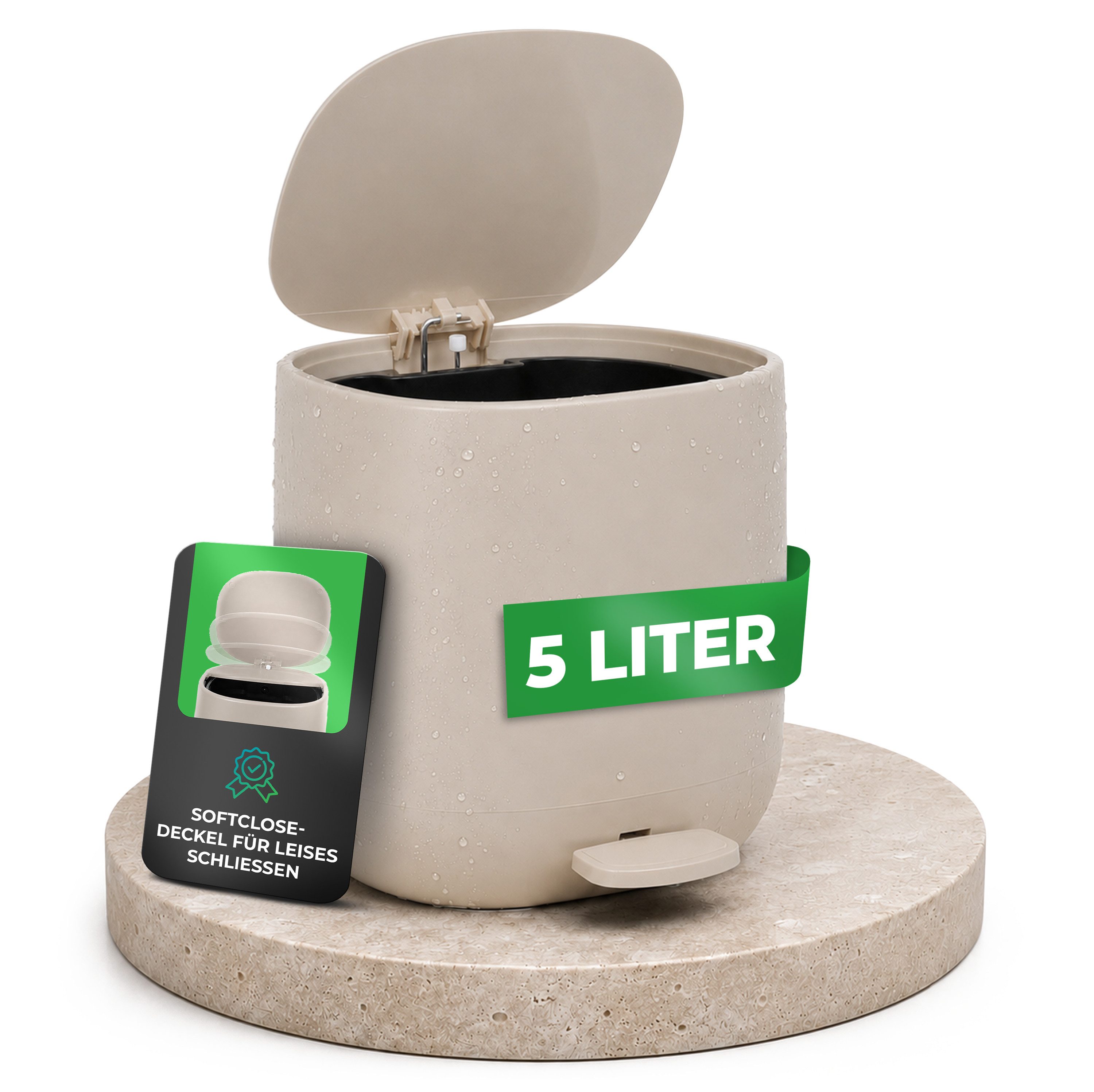 YourCasa Mülleimer YourCasa Mülleimer Bad [5L] Elegantes Design Badezimmer Kosmetikeimer, ABS Kunsstoff