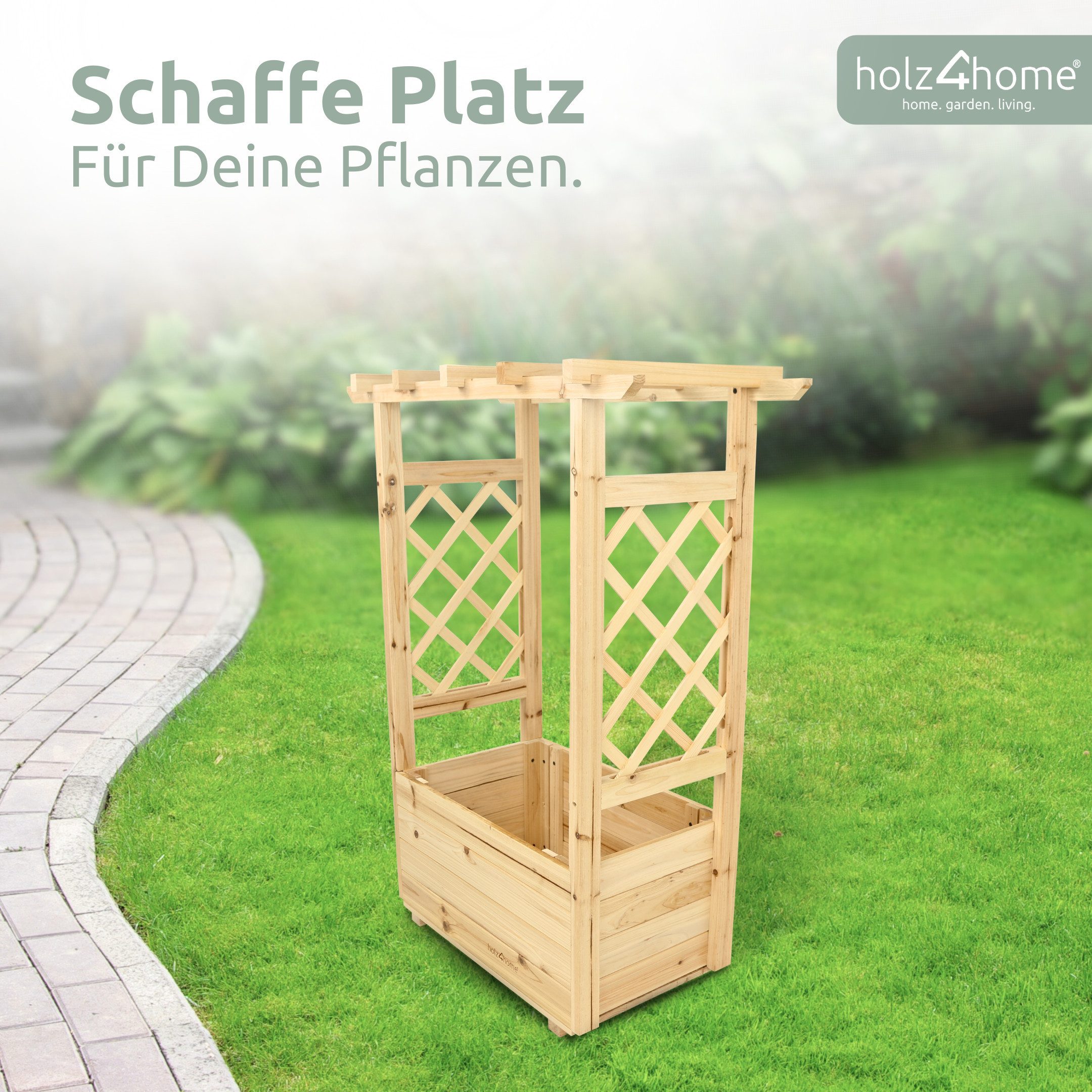 holz4home® Blumenkasten Pflanzkasten mit Dach aus Tannenholz inkl. Vlieseinlage I Pflanzkübel, inkl. Gartenhandschuhe