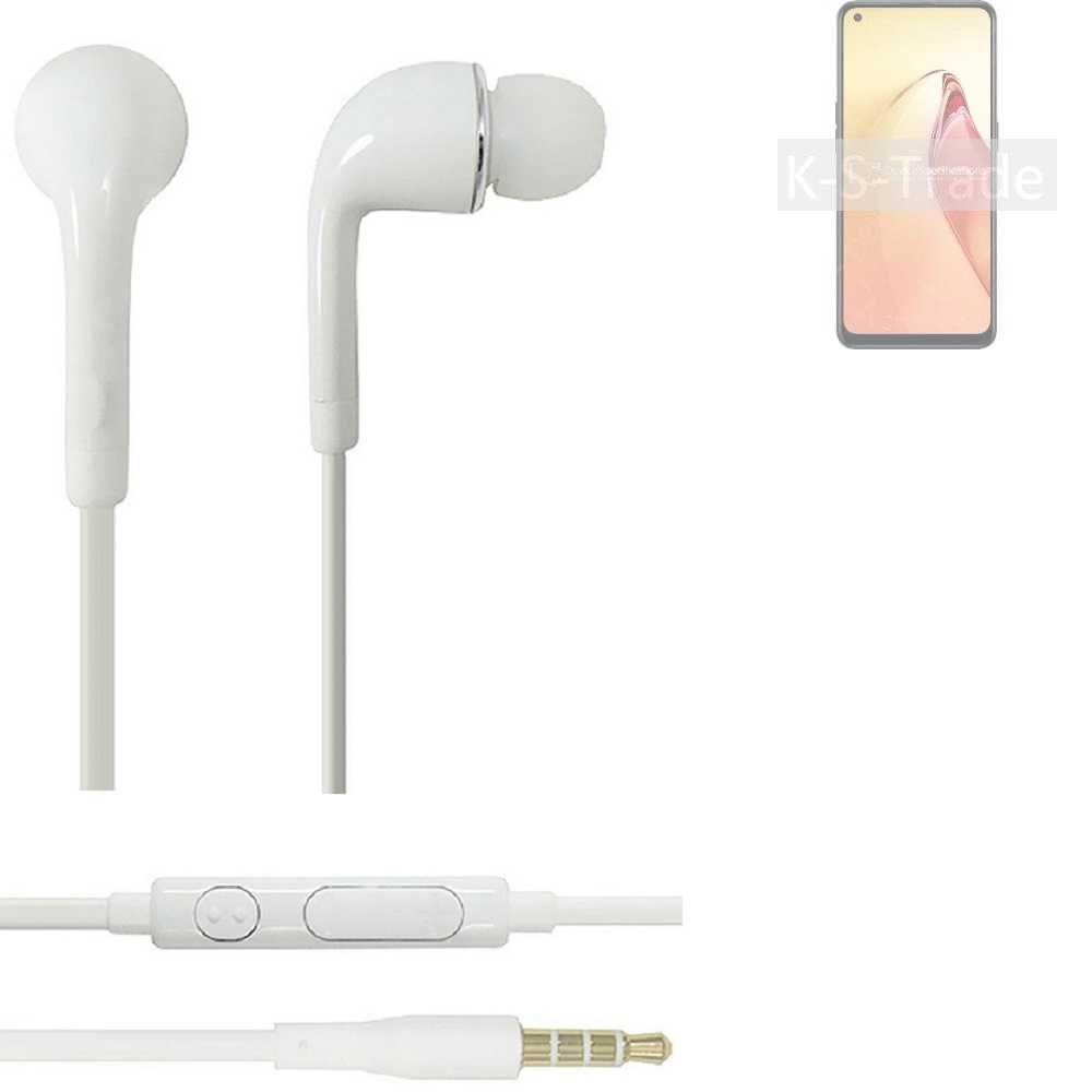 K-S-Trade für Oppo F21s Pro 5G In-Ear-Kopfhörer (Kopfhörer Headset mit Mikrofon u Lautstärkeregler weiß 3,5mm) | In-Ear-Kopfhörer