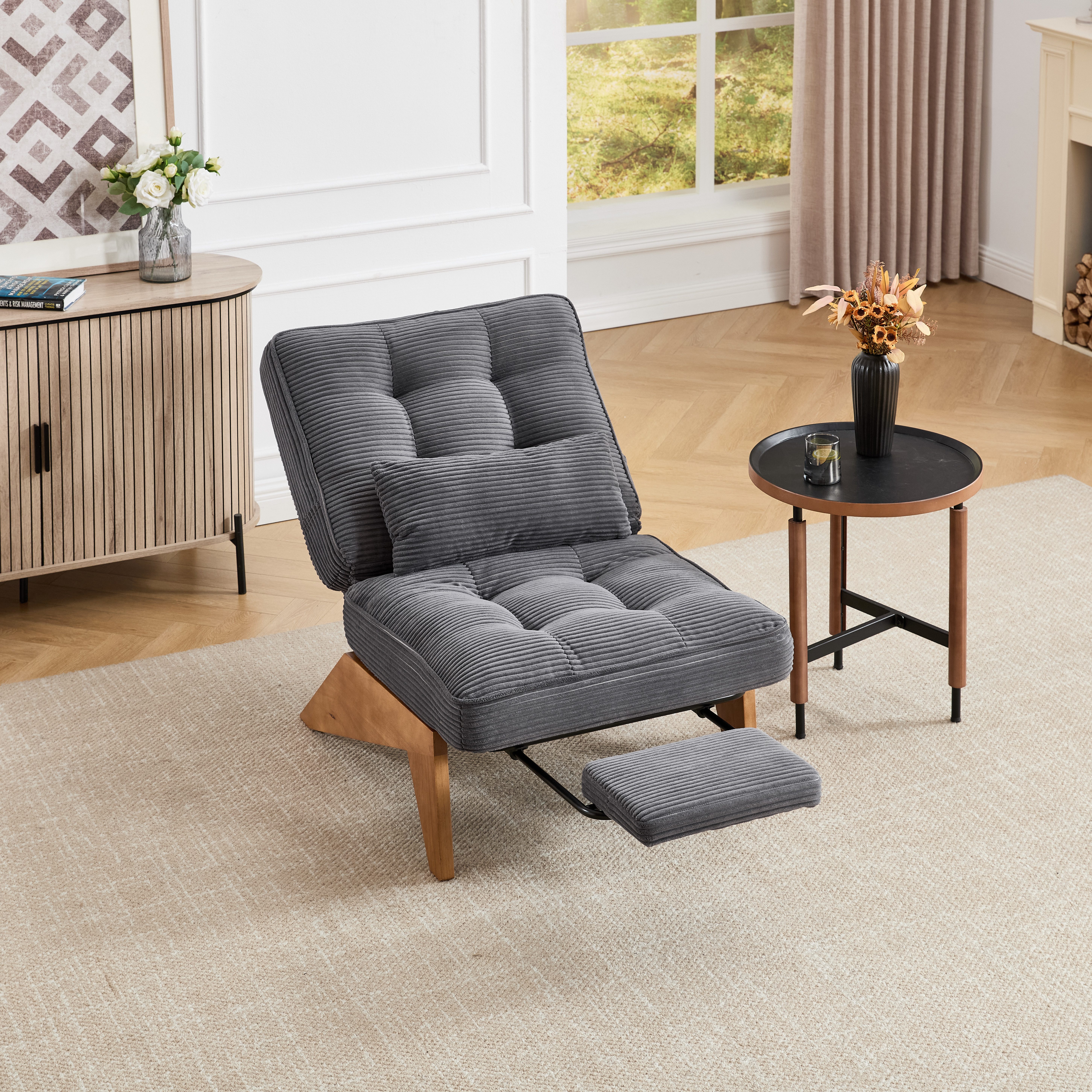 HAUSS SPOLE Relaxsessel Moderner verstellbarer rückenfreier Loungesessel mit Fußstütze