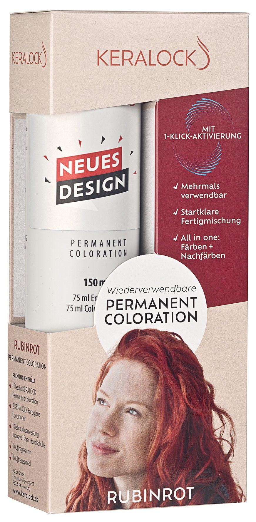 Keralock Coloration Wiederverwendbare Haarfarbe Rubinrot