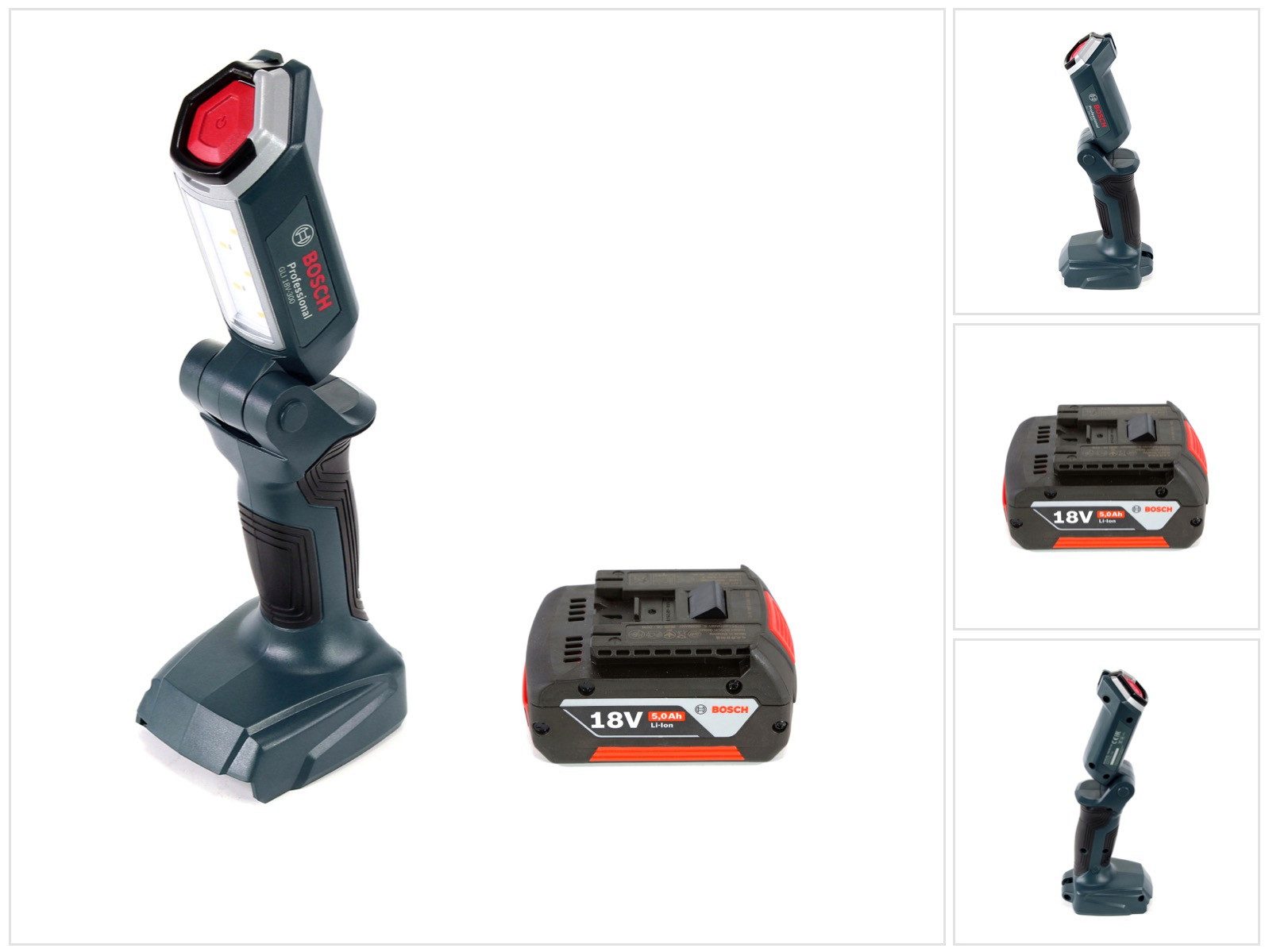 Bosch Professional Baustrahler GLI 18V-300 Akku LED Lampe 18V 300lm + 1x 5,0Ah Akku - ohne Ladegerät