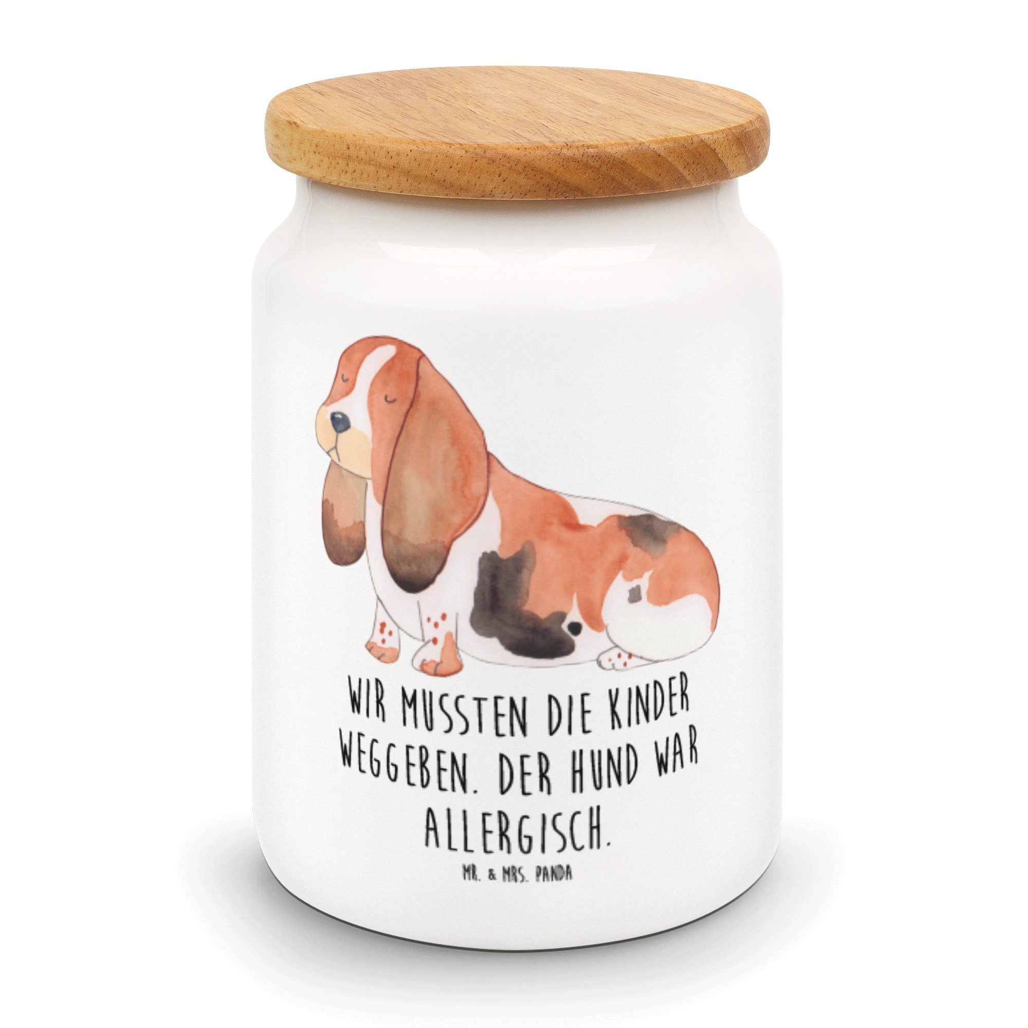 Panda Hundemotiv, A, Mrs. Mr. & (1-tlg) Keramik, Hound Basset Sprüche, Weiß - - Vorratsdose Geschenk, Hund Haustier,