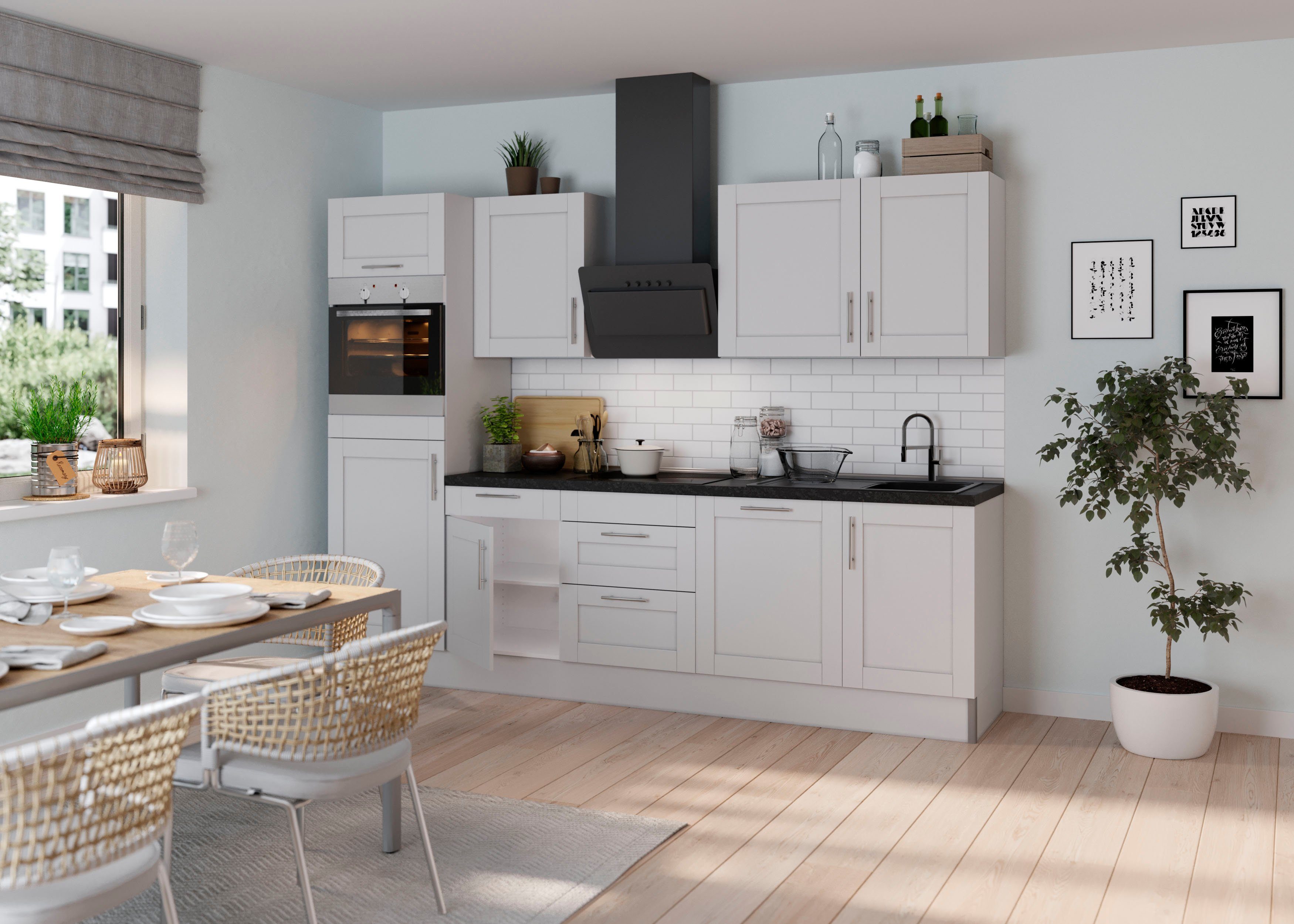 OPTIFIT Küche Ahus, Breite 280 cm,wahlw. mit E-Geräten,Soft Close Funktion,MDF Fronten