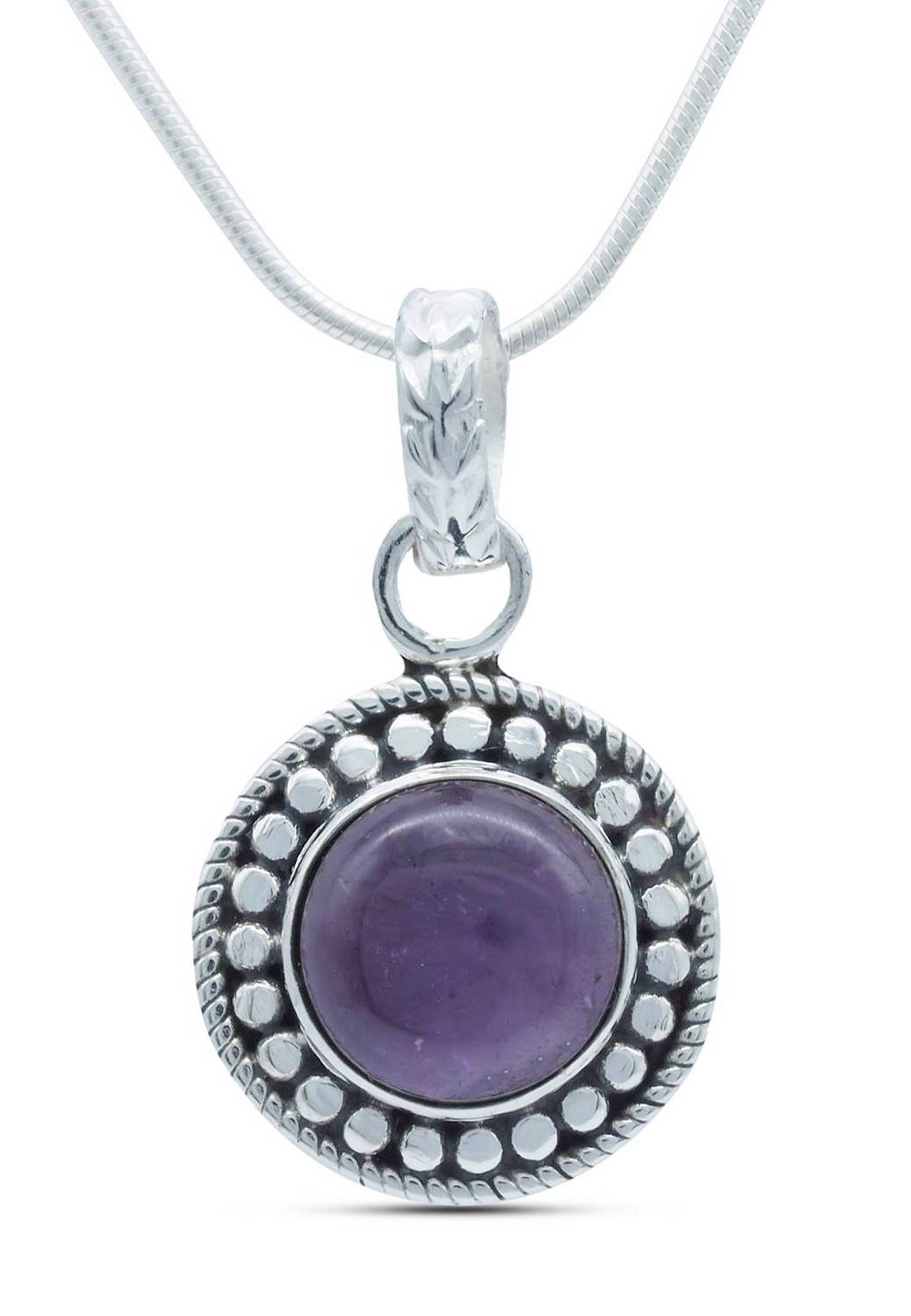 mantraroma Kette mit Anhänger 925er SilbermitAmethyst