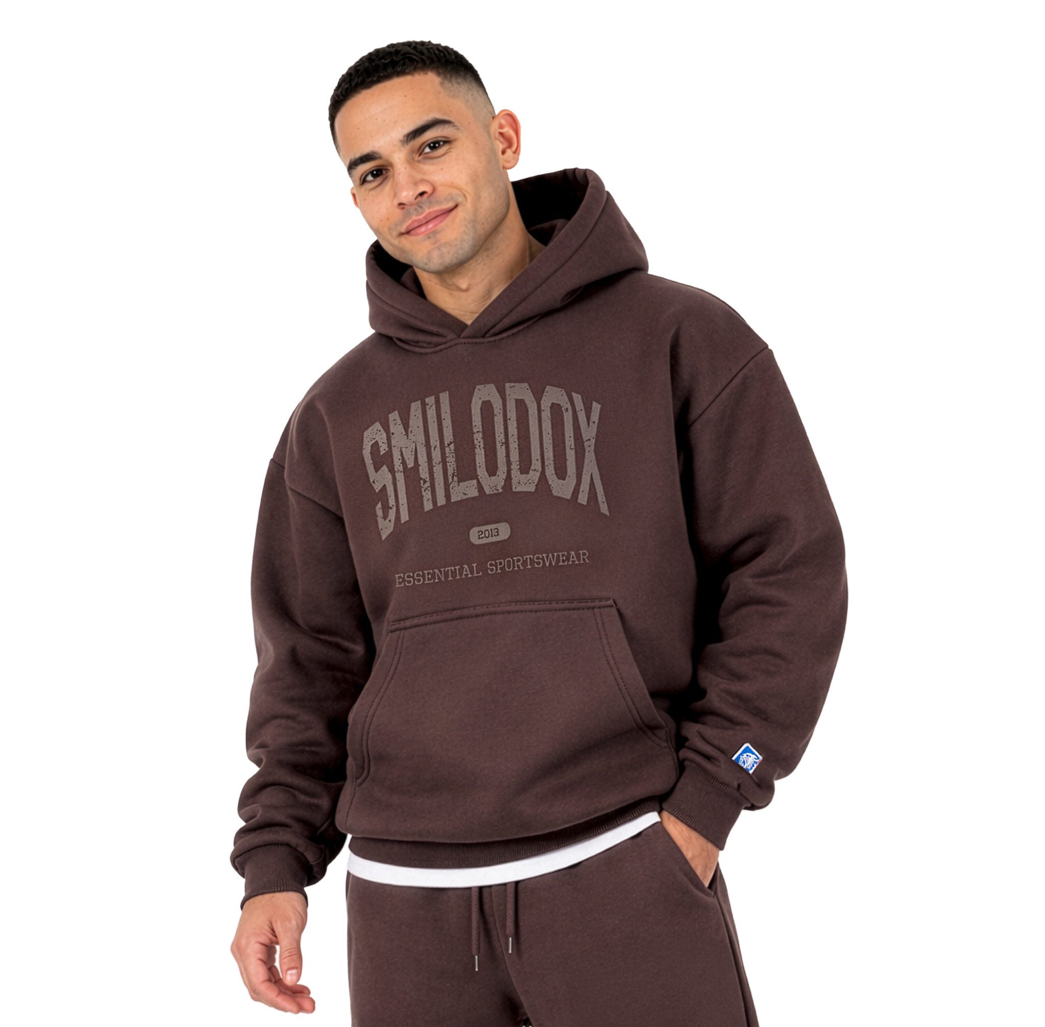 Smilodox Hoodie Oswin, Oversized Pullover Herren, Sweater mit Frontprint und Kapuze Baggy Fit, Weiches Sweatmaterial, ideal für Gym & Freizeit