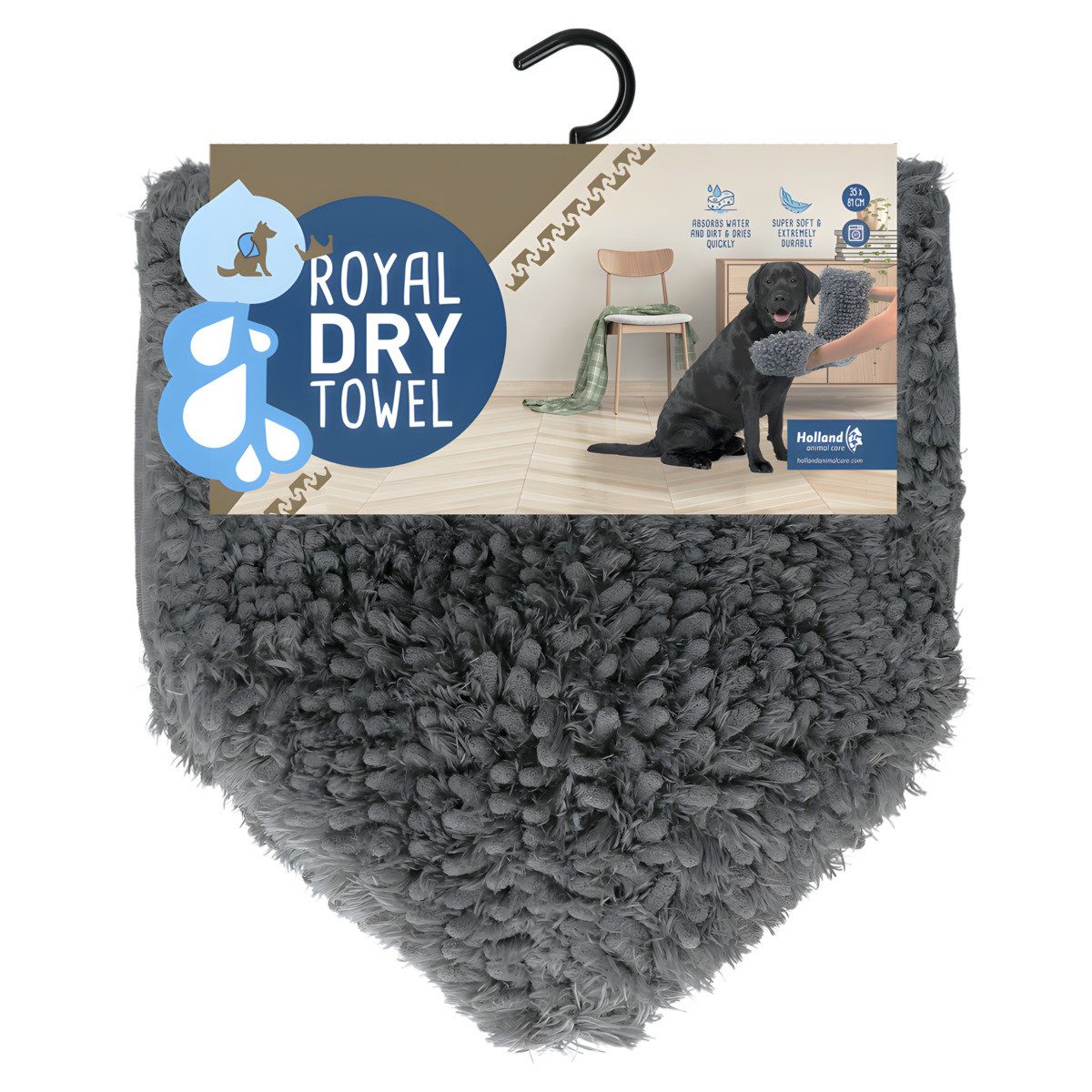 Holland Animal Care Hundehandtuch Hundehandtuch Mikrofaser grau