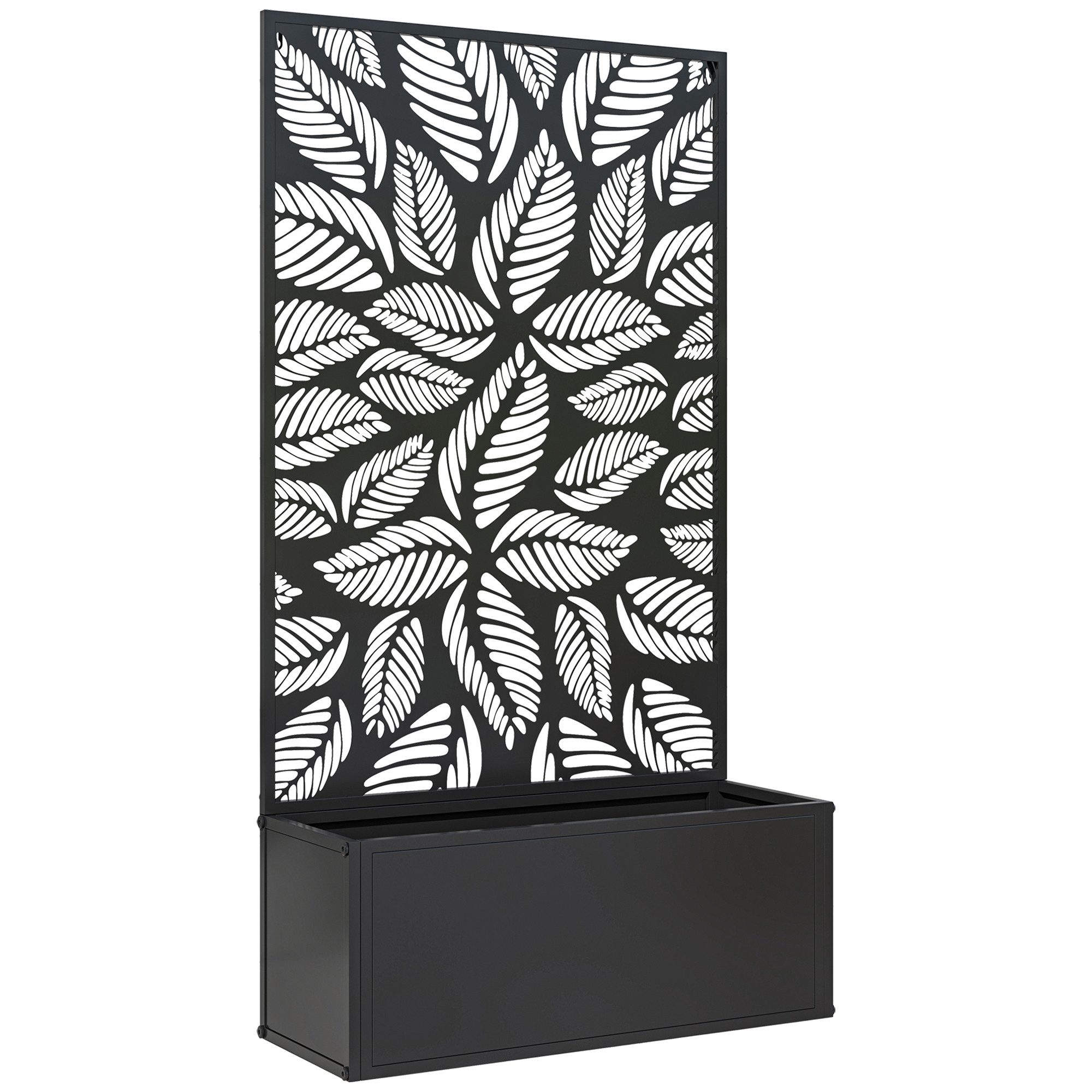 MC Star Hochbeet Großer rechteckiger Pflanzkübel mit Rankgitter und Sichtschutzwand (61 x 23 x 113 cm, schwarz) – Bild 4 von 5