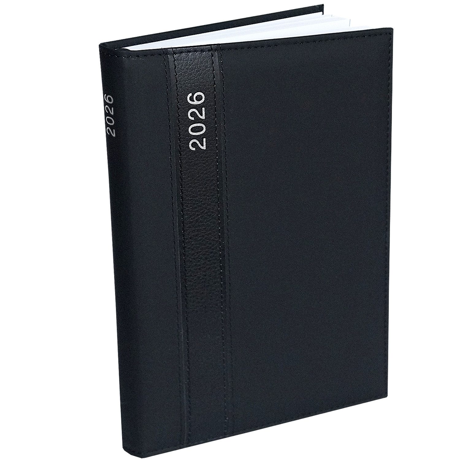 Kamber Office Buchkalender Buchkalender 2026 A5 Lederoptik glatt Chefplaner, Terminplaner 2026 DIN A5, Chefplaner 2026 Kalender mit Jahresübersicht