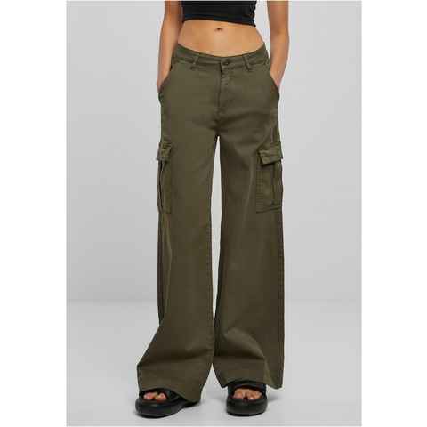 URBAN CLASSICS Stoffhose Damen Ladies High Waist Wide Leg Twill Cargo Pants (1-tlg)