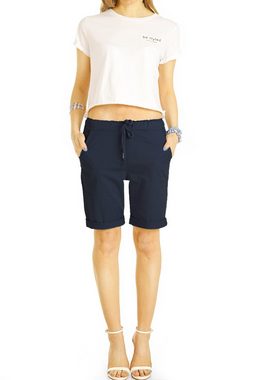 be styled Shorts Chino Stoff Shorts - Kurze lockere Hosen mit Kordelzug - Damen - h28a mit Kordelzug, in Unifarben, mit elastischem Bund